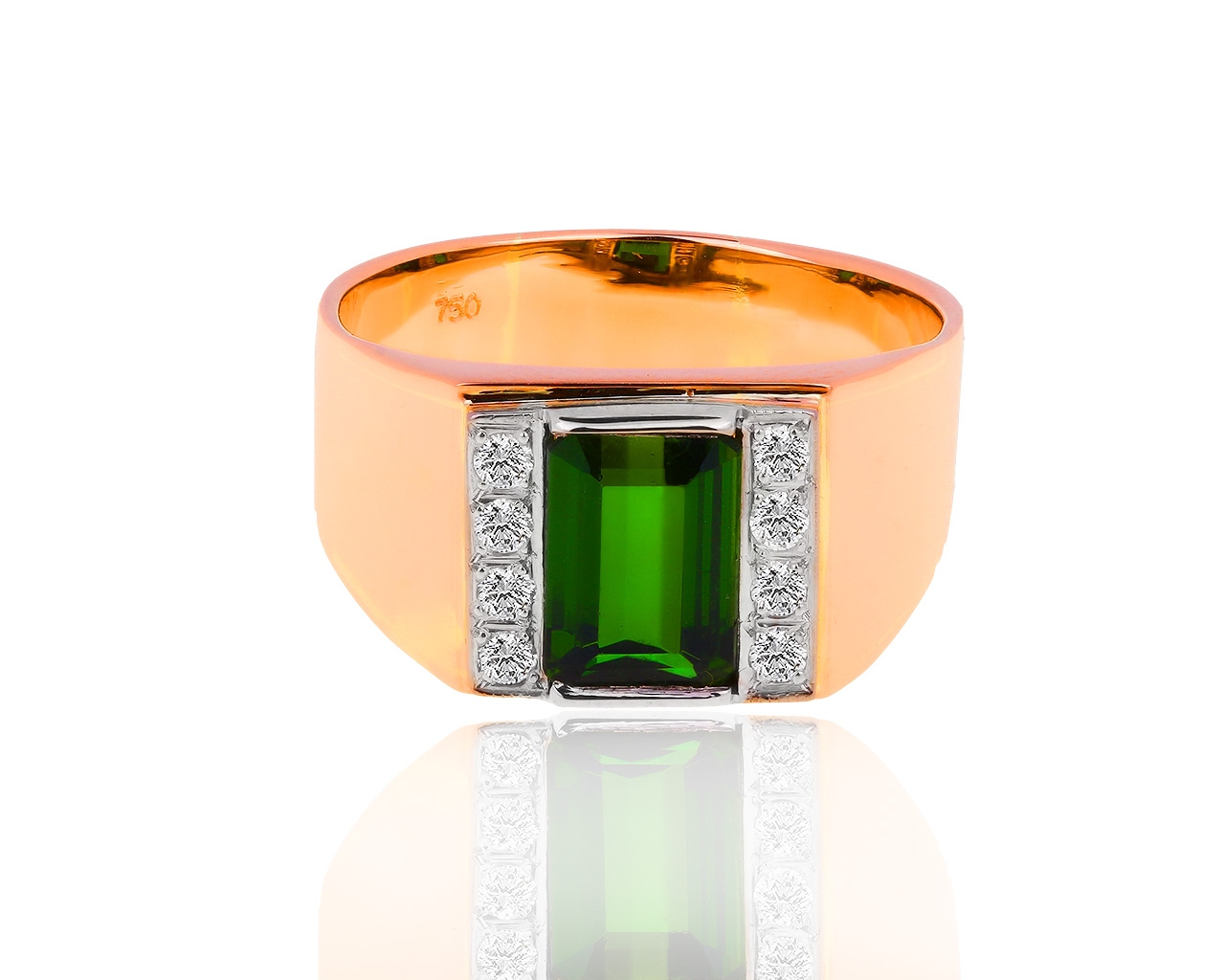 Золотое кольцо с турмалином и бриллиантами 0.20ct 011018/16