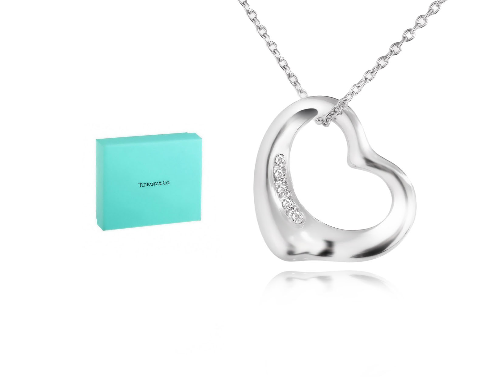Оригинальный платиновый кулон Tiffany&Co Elsa Peretti Open Heart