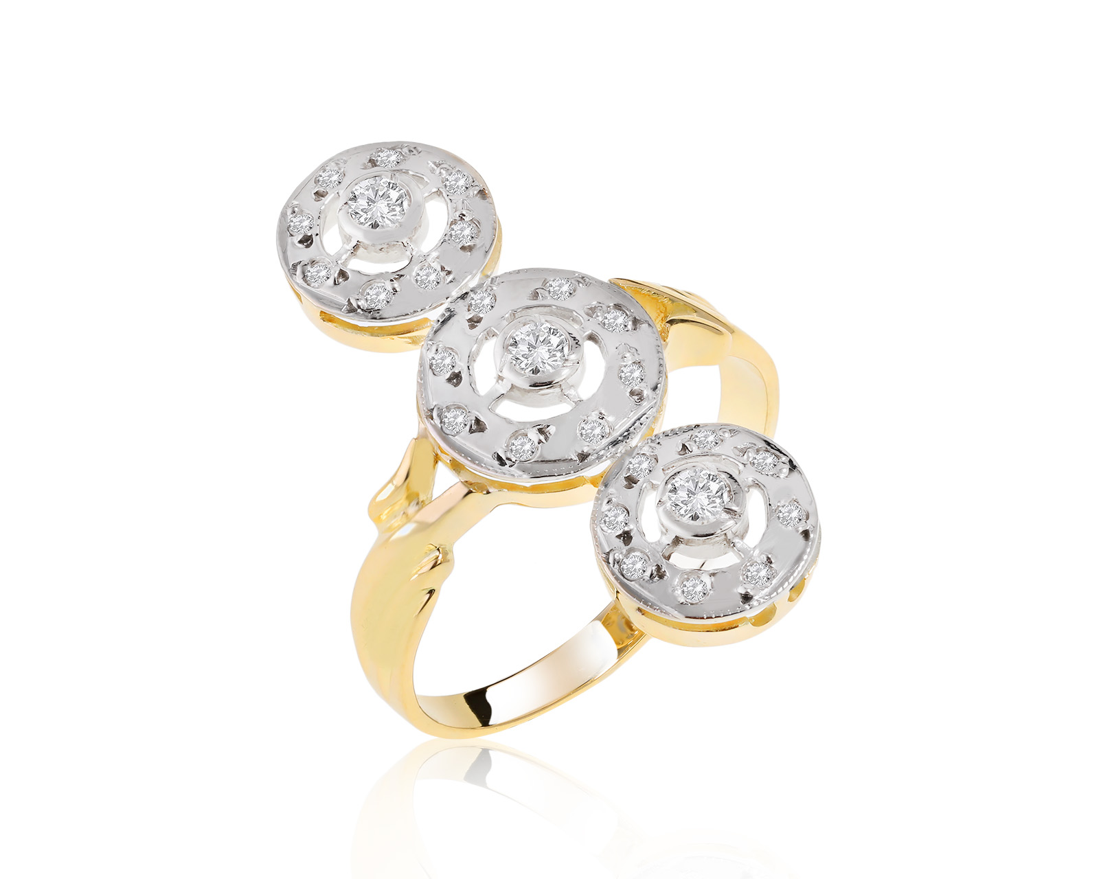 Винтажное золотое кольцо с бриллиантами 0.40ct СССР 150522/10