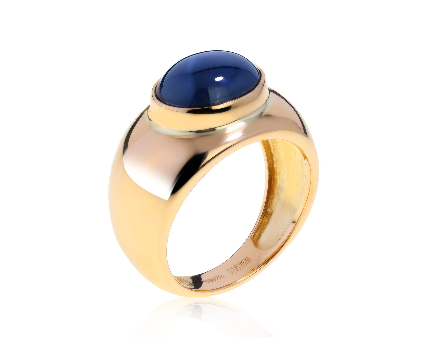 Прекрасное золотое кольцо с звездчатым сапфиром 10.63ct 190122/4