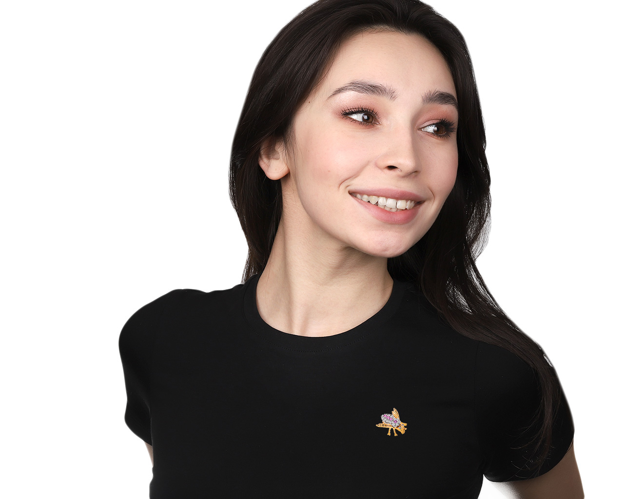 Женственная золотая брошь с бриллиантами 0.49ct