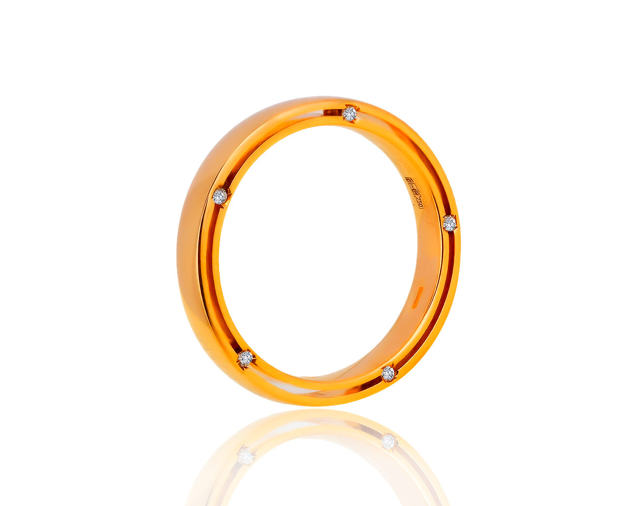 Оригинальное золотое кольцо с бриллиантами 0.09ct Damiani