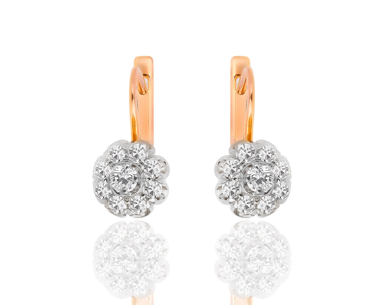 Классические золотые серьги с бриллиантами 0.84ct 011018/15
