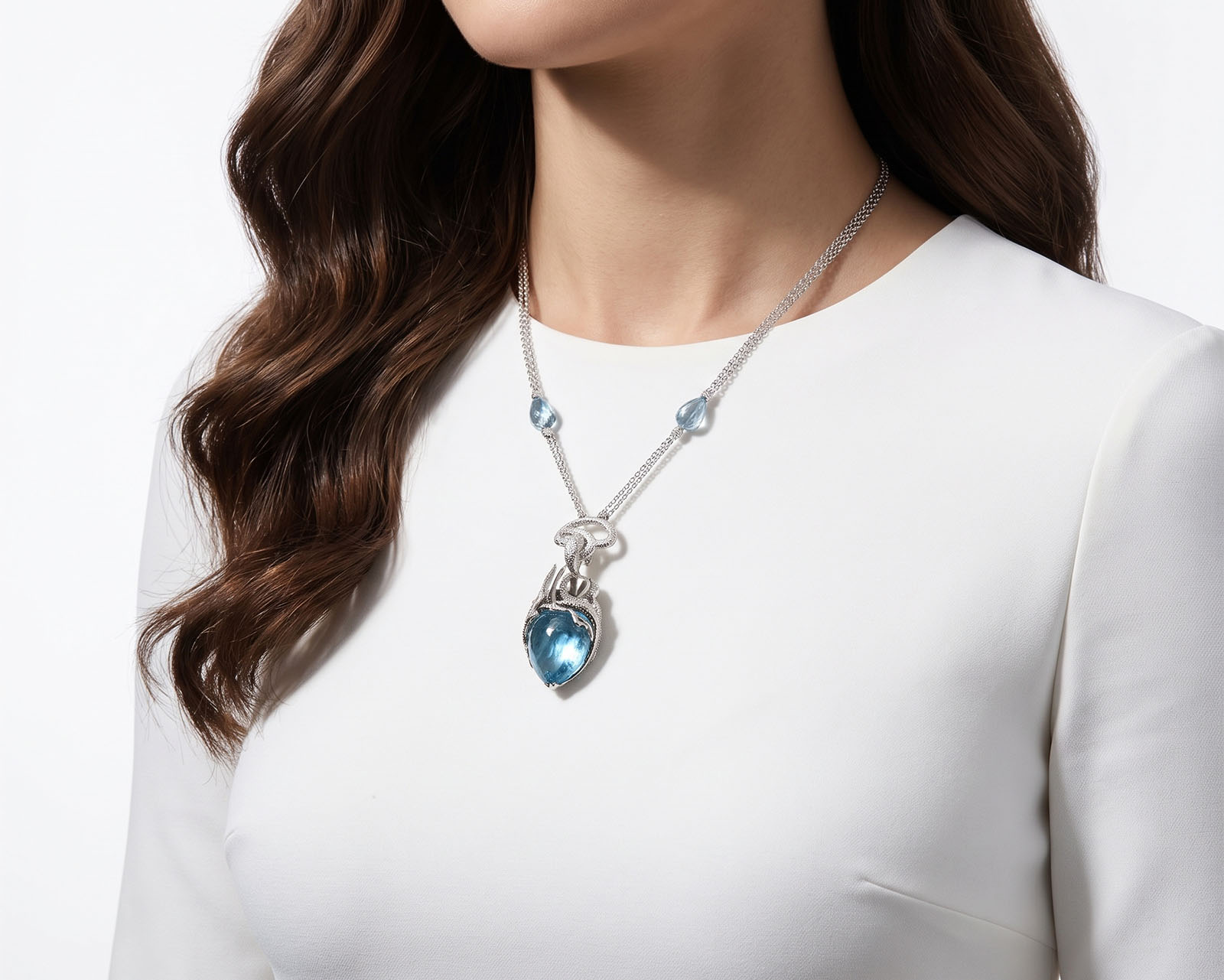 Оригинальное золотое колье с топазами 80.55ct Magerit Atlantis Sirena Ola