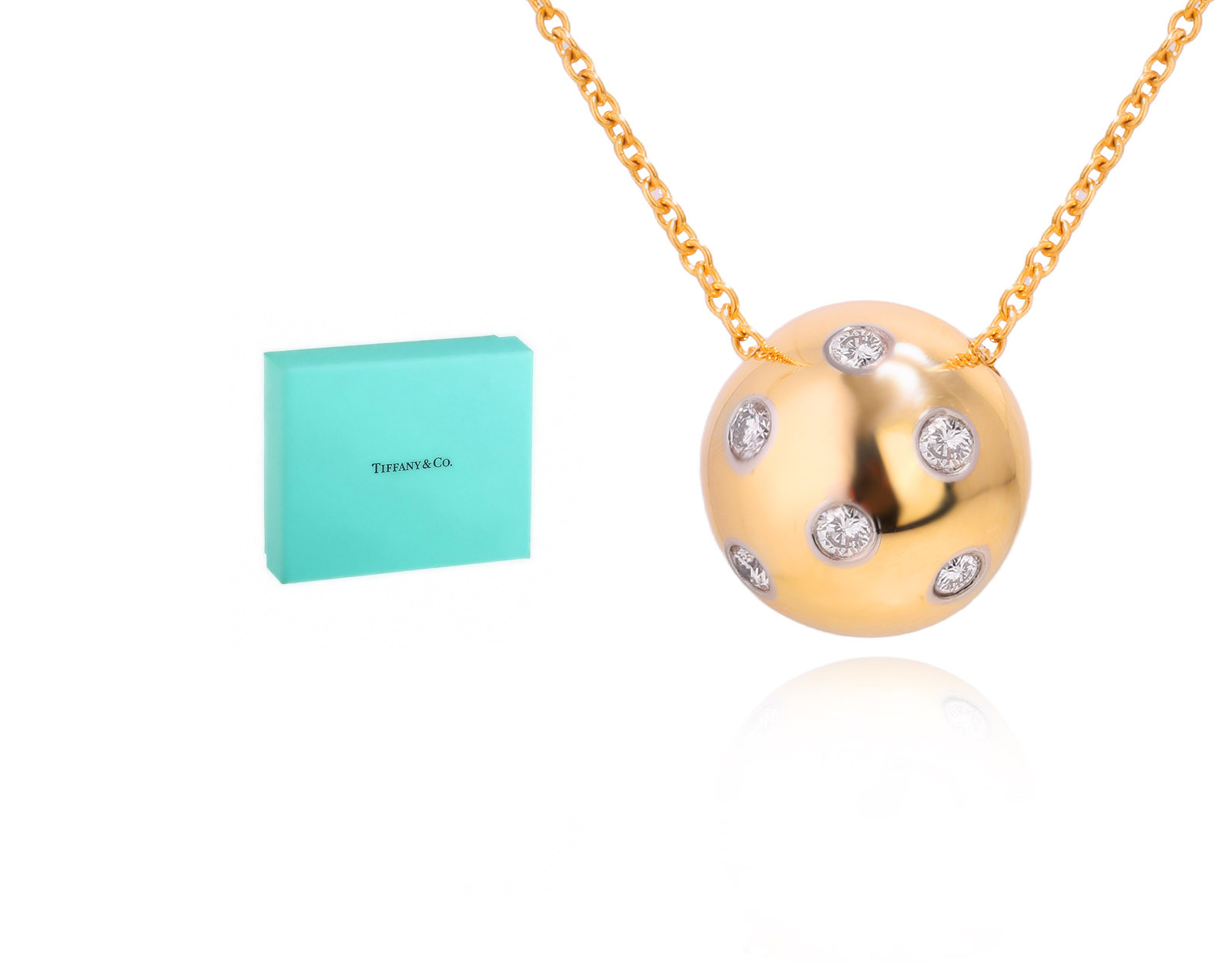 Оригинальное золотое колье Tiffany&Co Etoile Diamond Ball