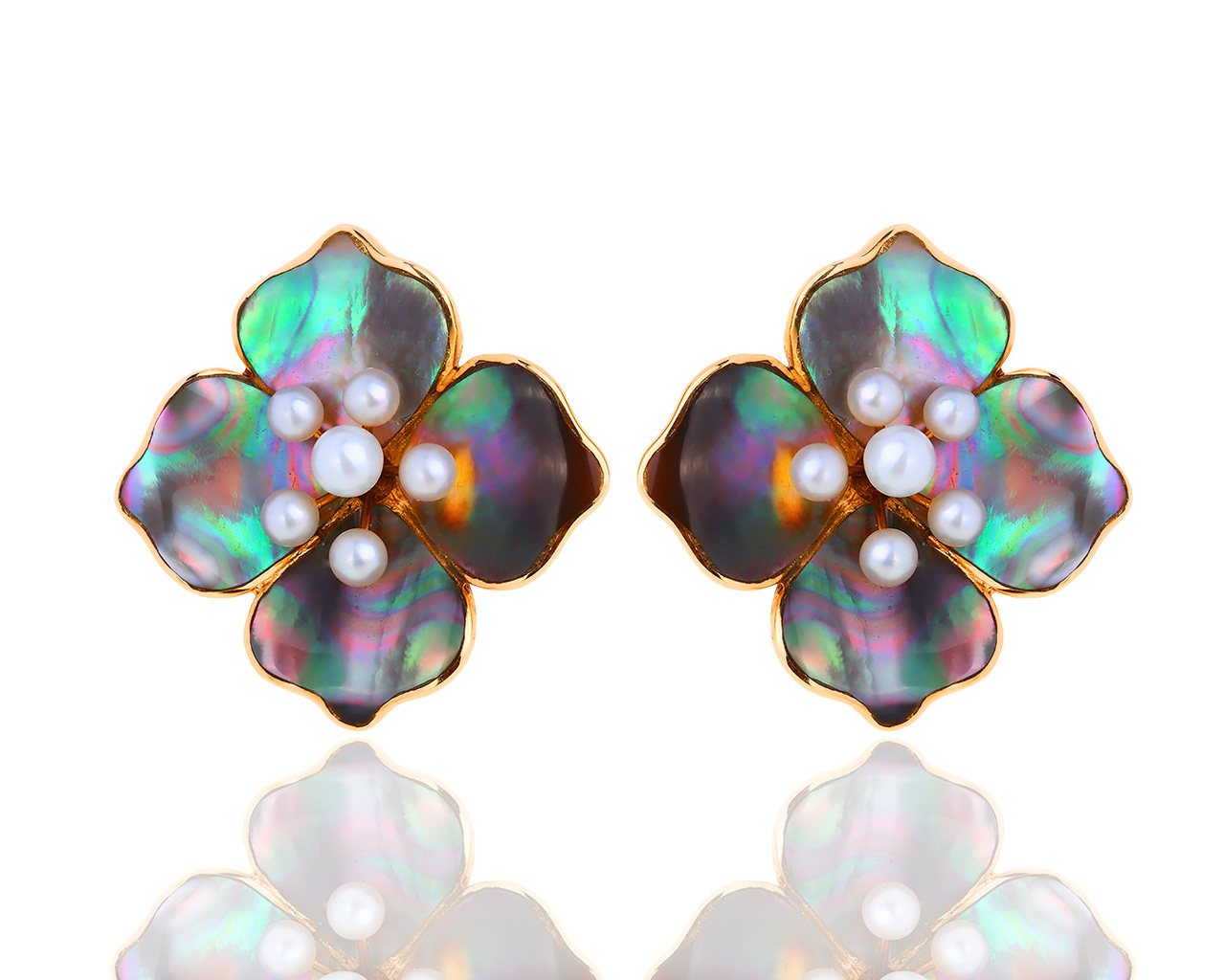 Золотые серьги с жемчугом и перламутром Roberto Bravo 250119/2