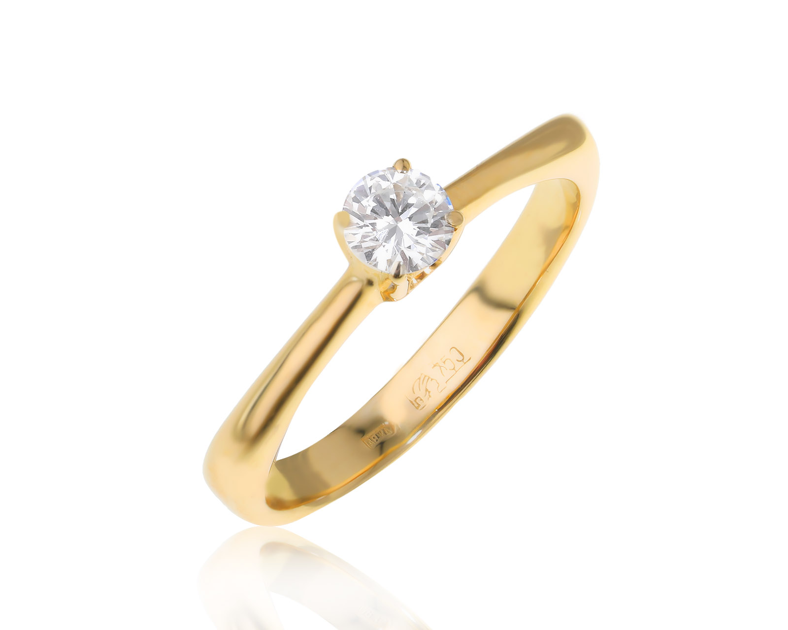 Золотое кольцо с бриллиантом 0.26ct