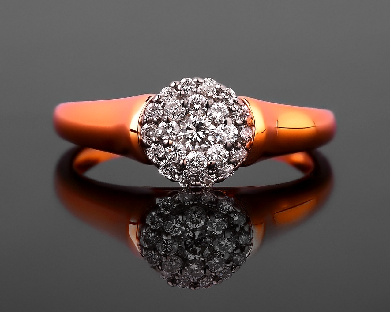 Золотое кольцо с природными бриллиантами 0.24ct 210317/35