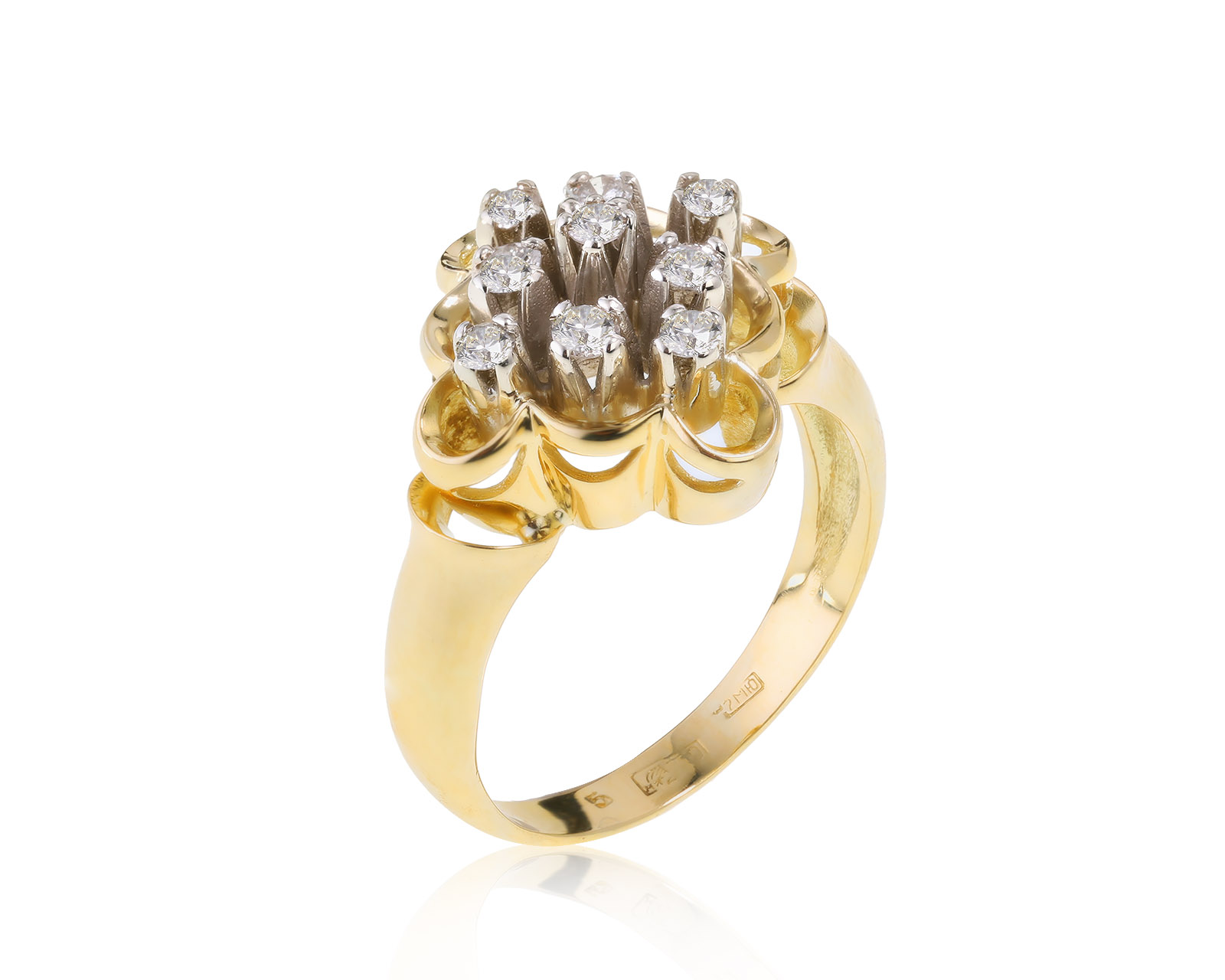 Праздничное золотое кольцо с бриллиантами 0.38ct