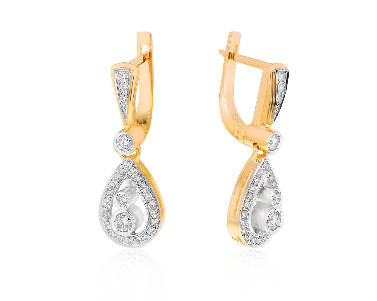 Царские золотые серьги с бриллиантами 0.80ct 181221/7