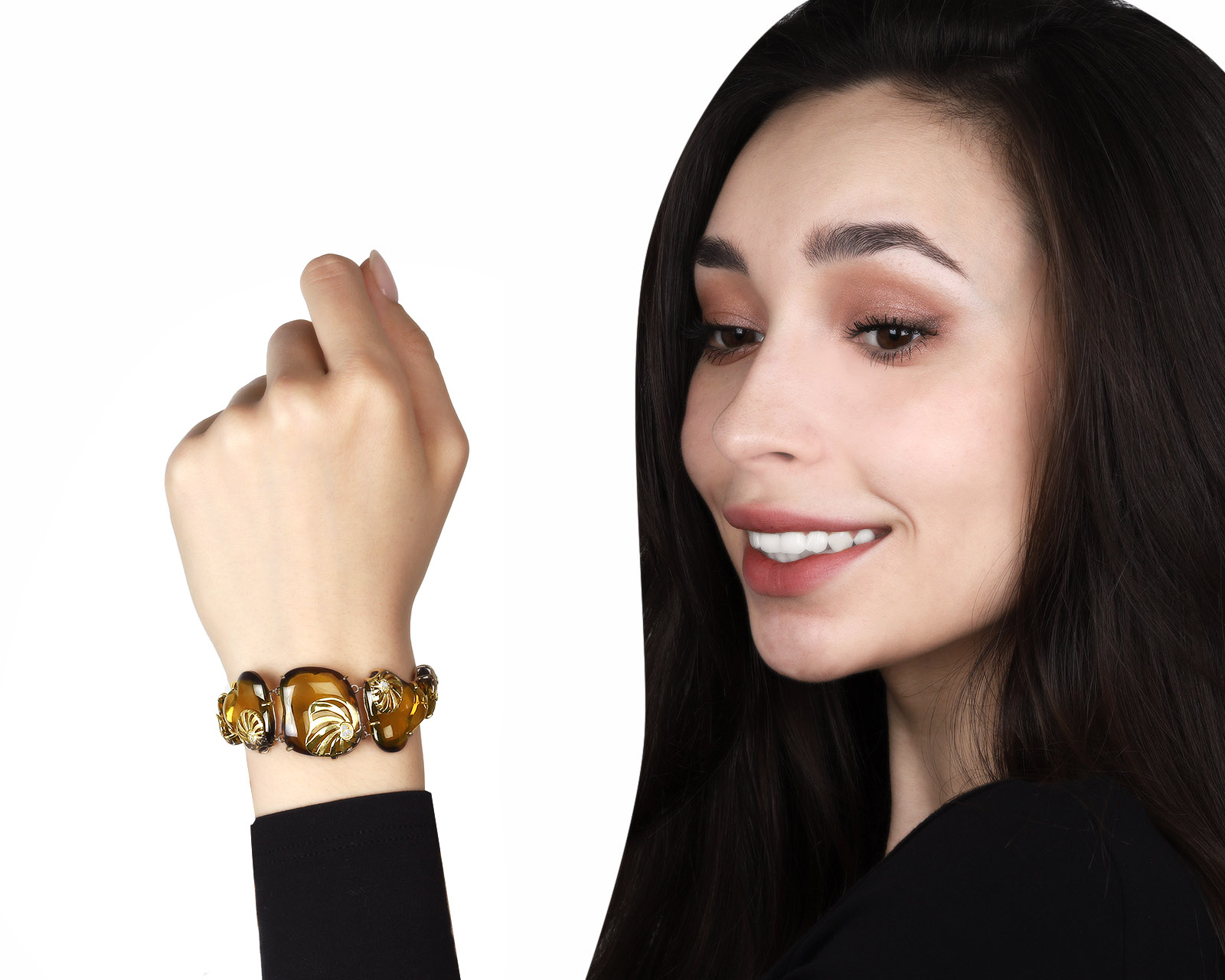 Притягательный золотой браслет с цитринами 88.59ct