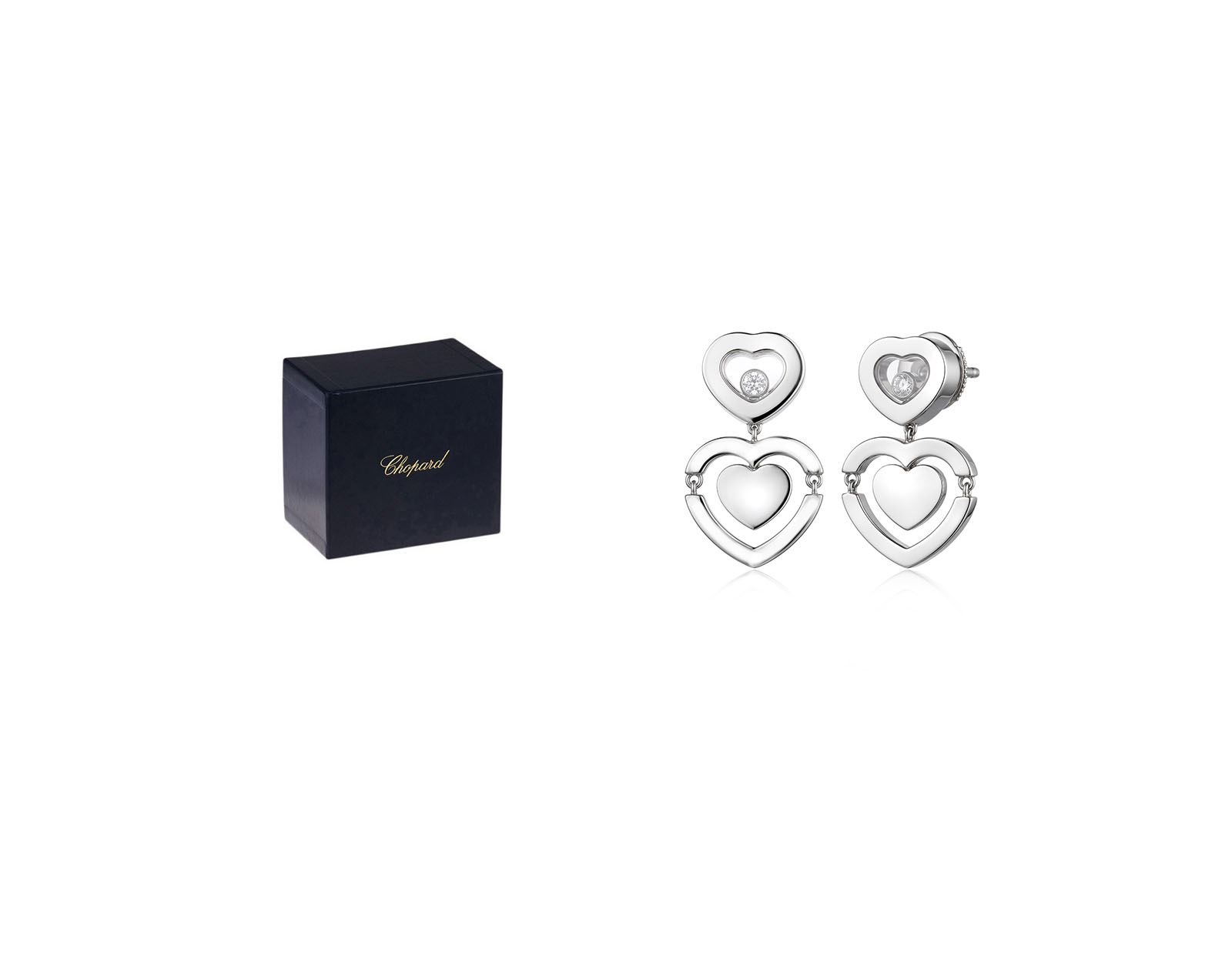 Оригинальные золотые серьги с бриллиантами 0.11ct Chopard Happy Diamonds