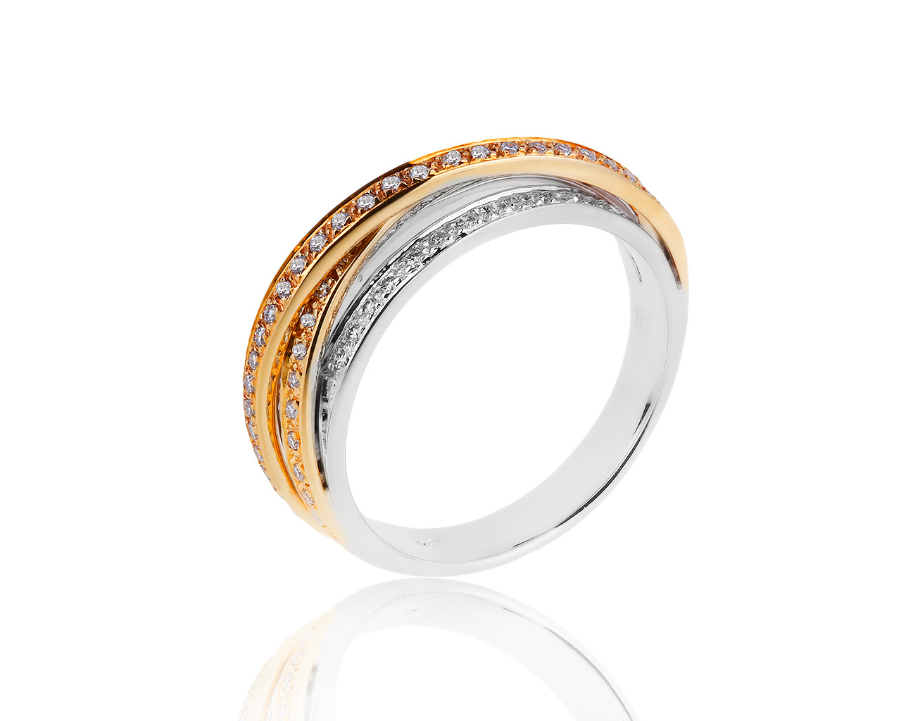 Богатое золотое кольцо с бриллиантами 0.45ct