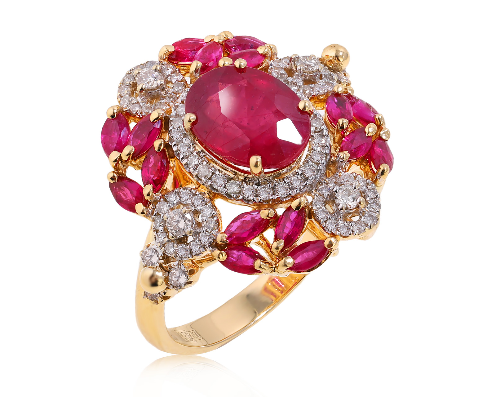 Золотое кольцо с рубинами 3.40ct и бриллиантами 0.46ct 290725/8