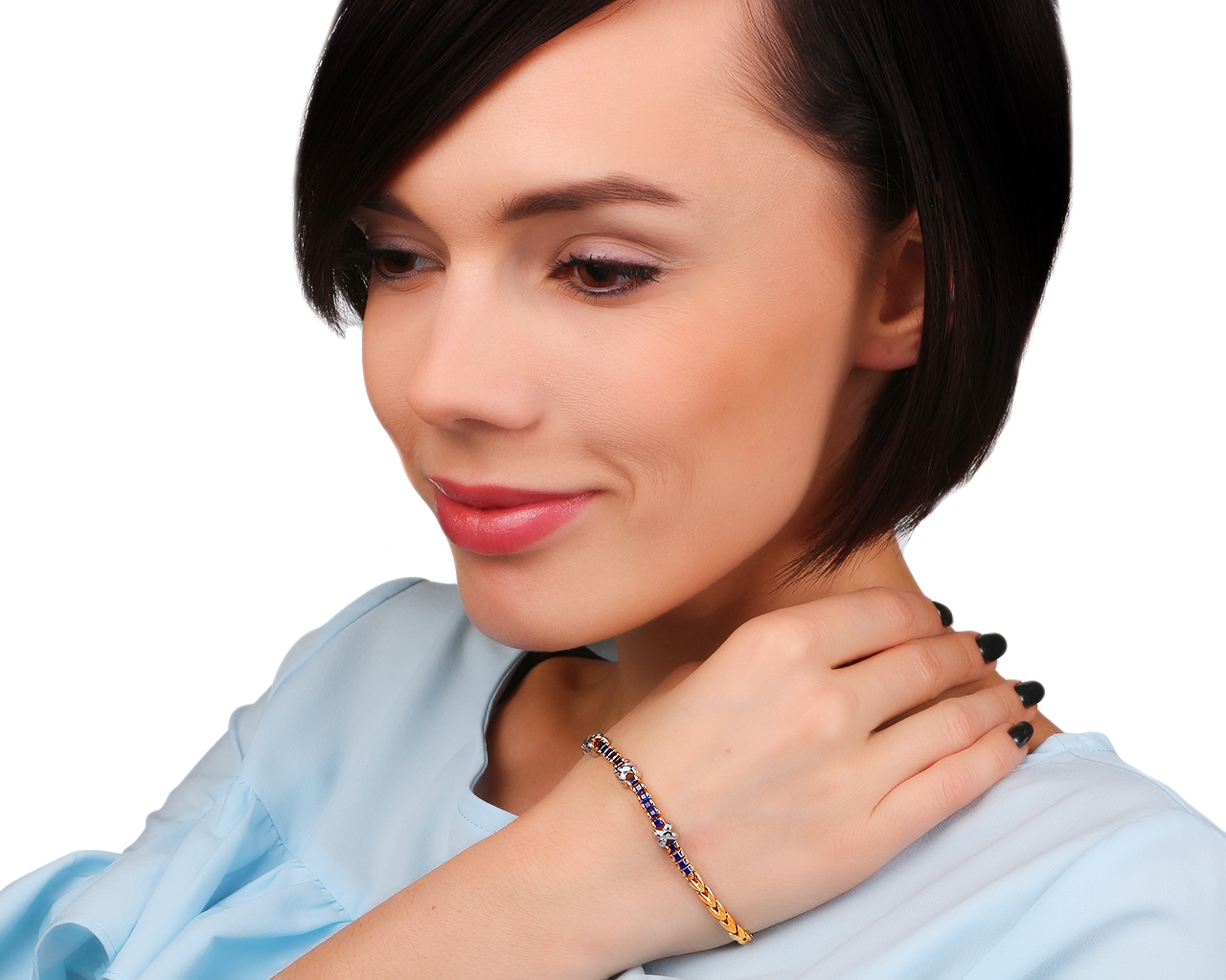 Золотой браслет с бриллиантами и сапфирами 1.60ct