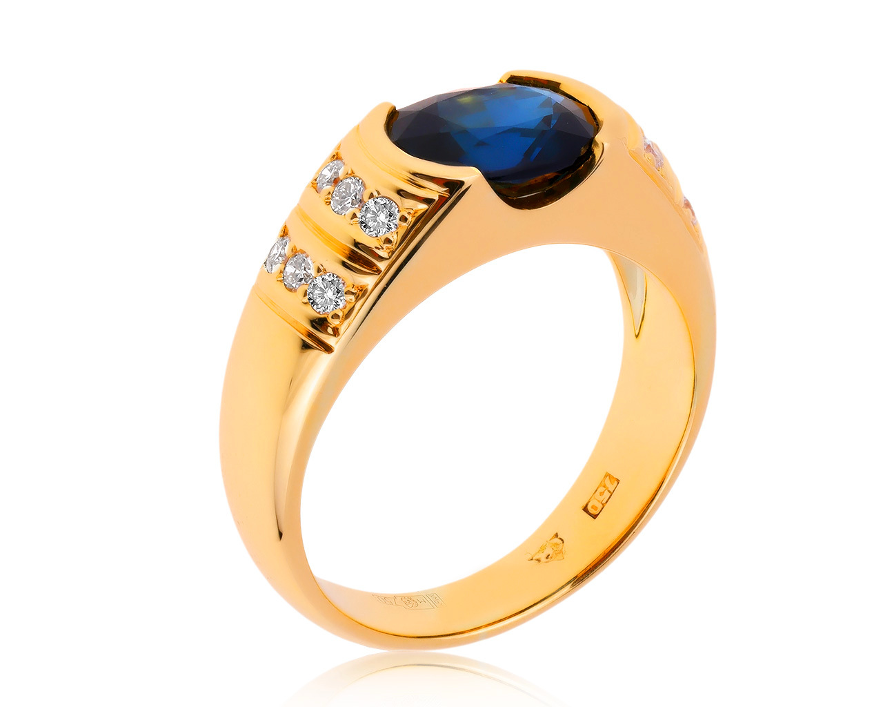 Потрясающее золотое кольцо с сапфиром 1.72ct