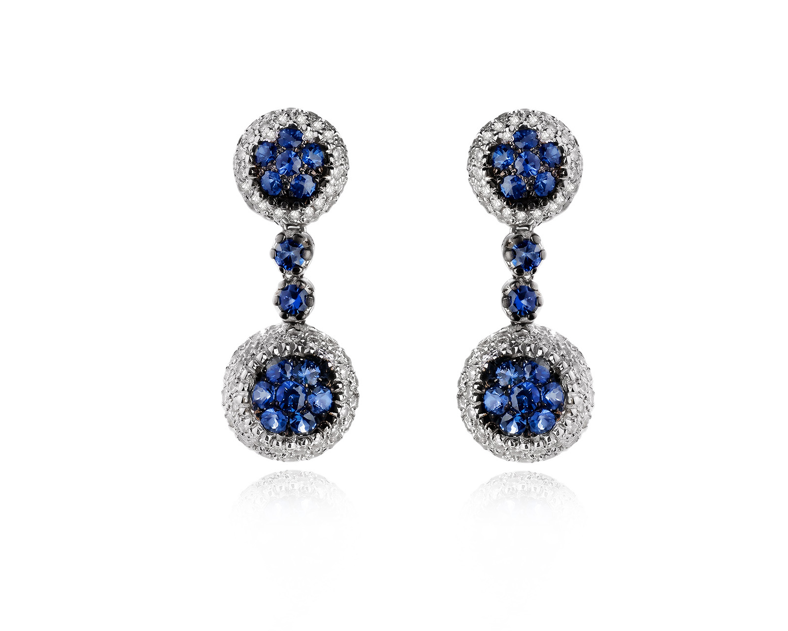 Оригинальные золотые серьги с сапфирами 1.36ct Mouawad Rosette 990438/1
