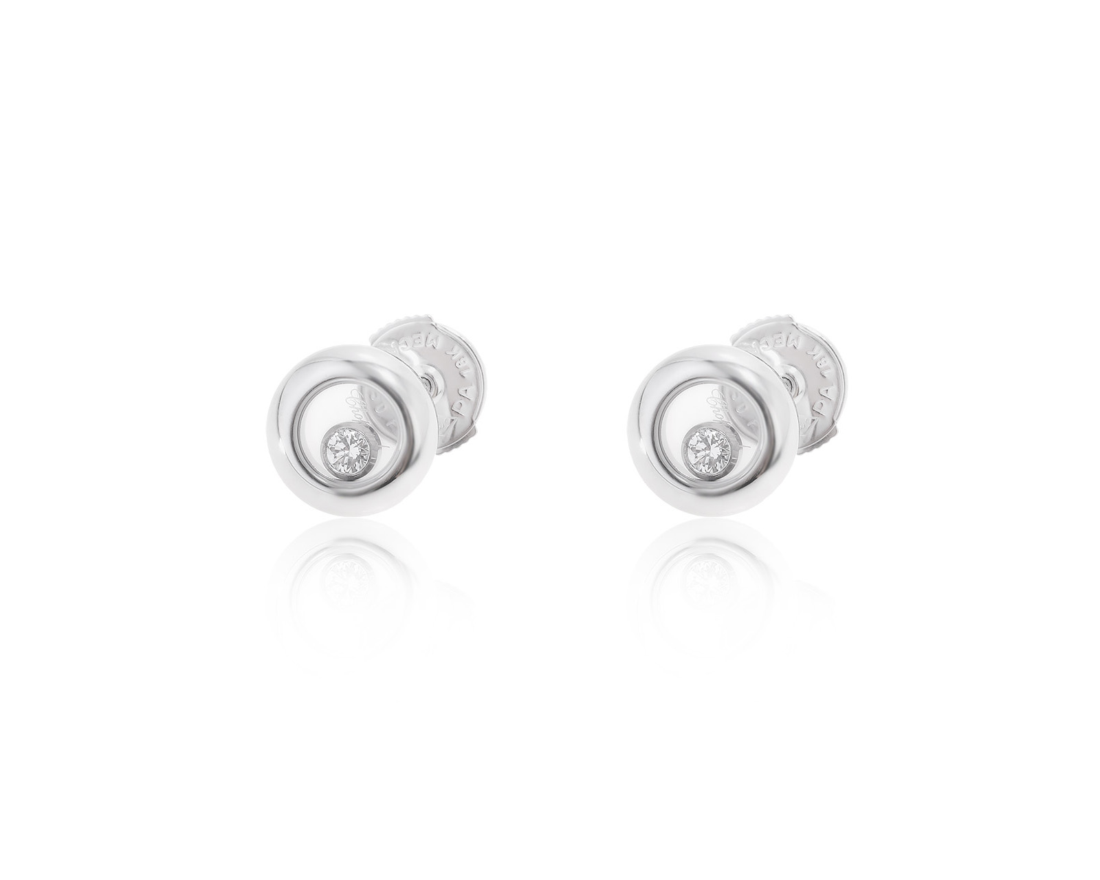 Оригинальные золотые серьги Chopard Happy Diamonds