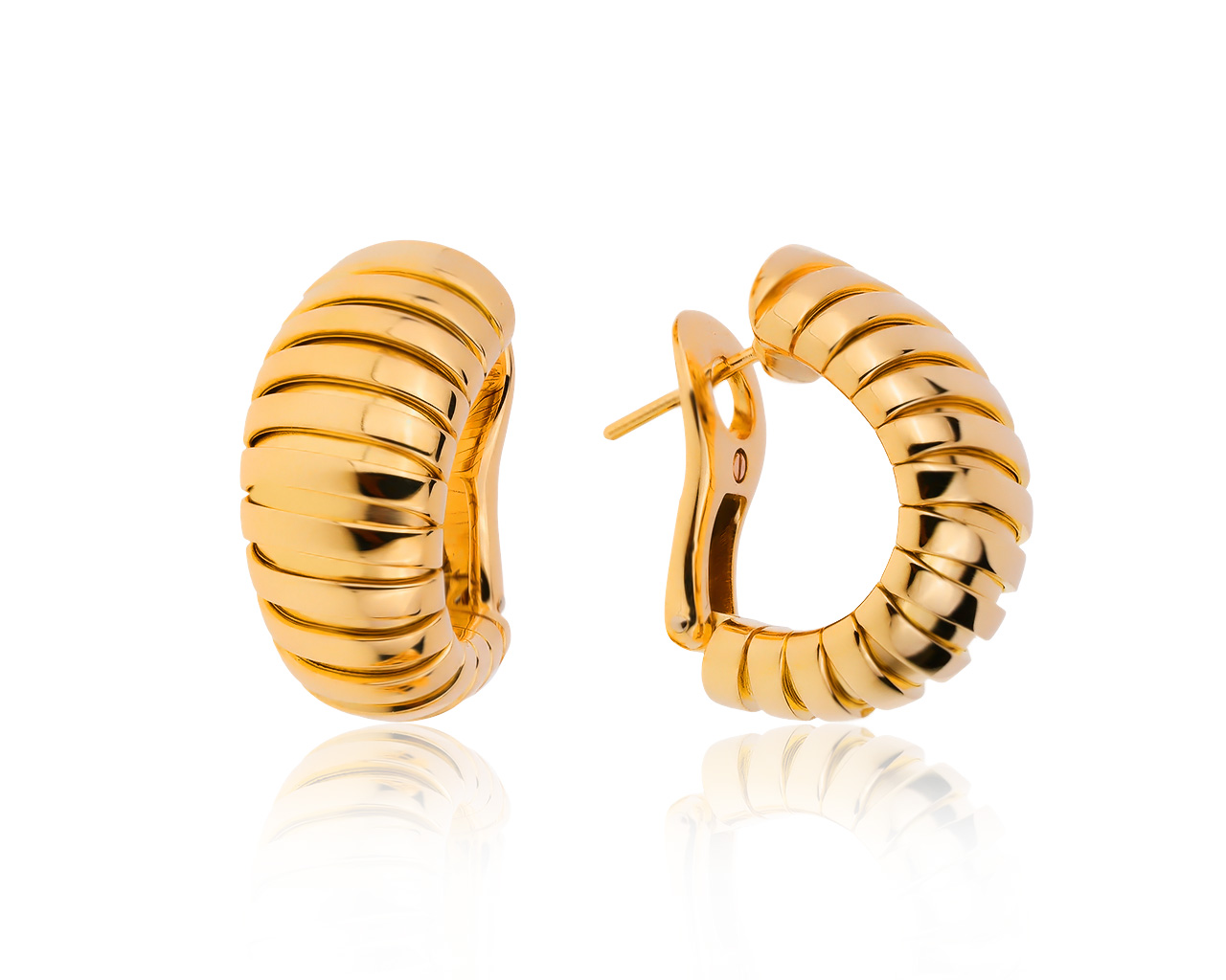 Оригинальные золотые серьги Bvlgari Tubogas