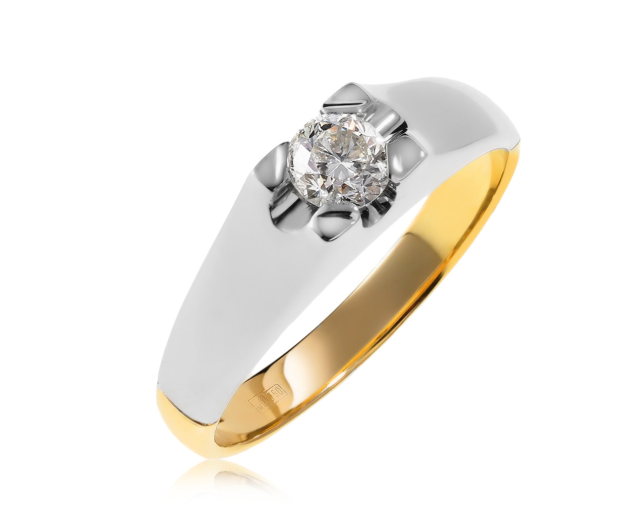 Престижное золотое кольцо с бриллиантом 0.46ct