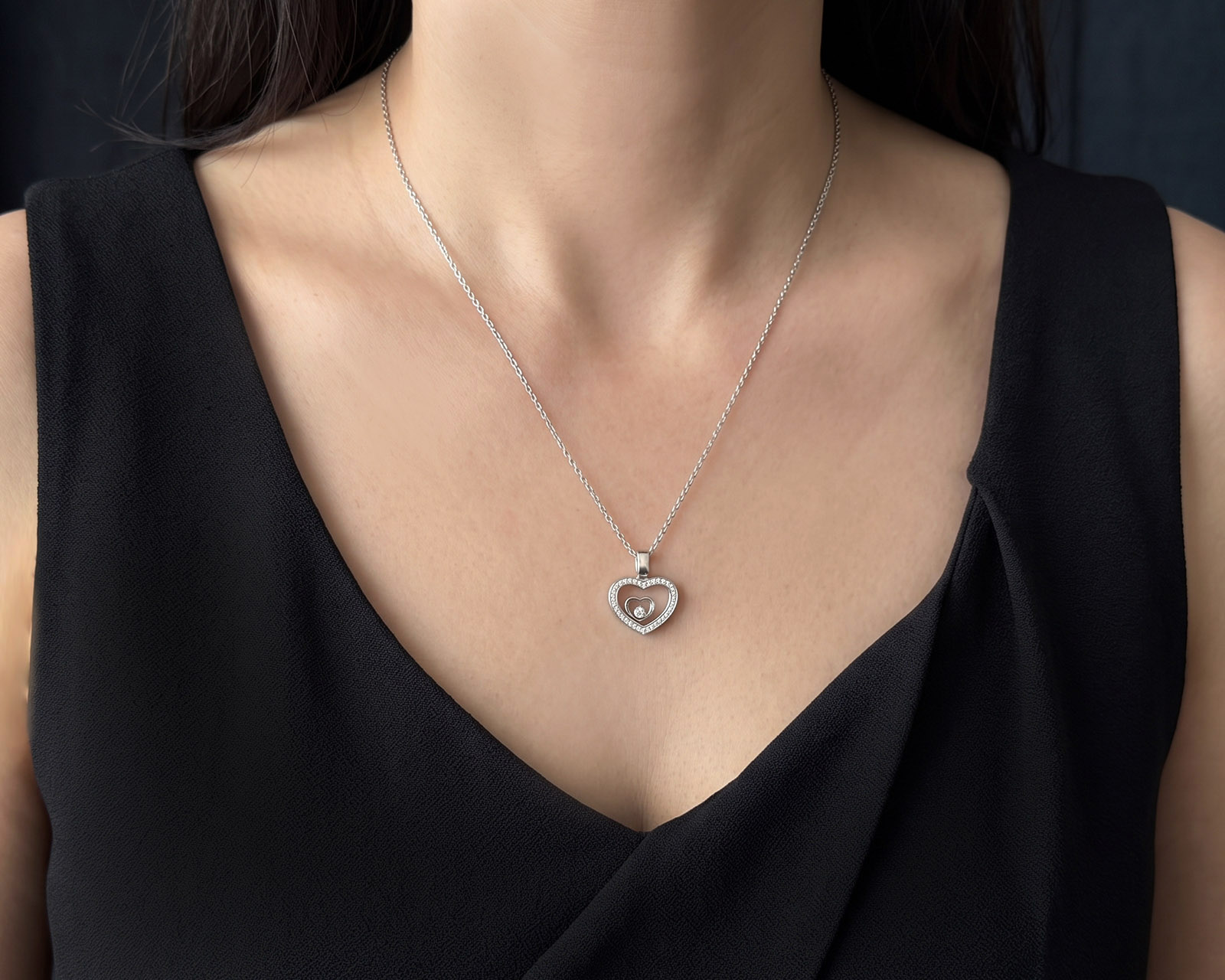 Оригинальный золотой кулон с бриллиантами 0.18ct Chopard Happy Diamonds Heart