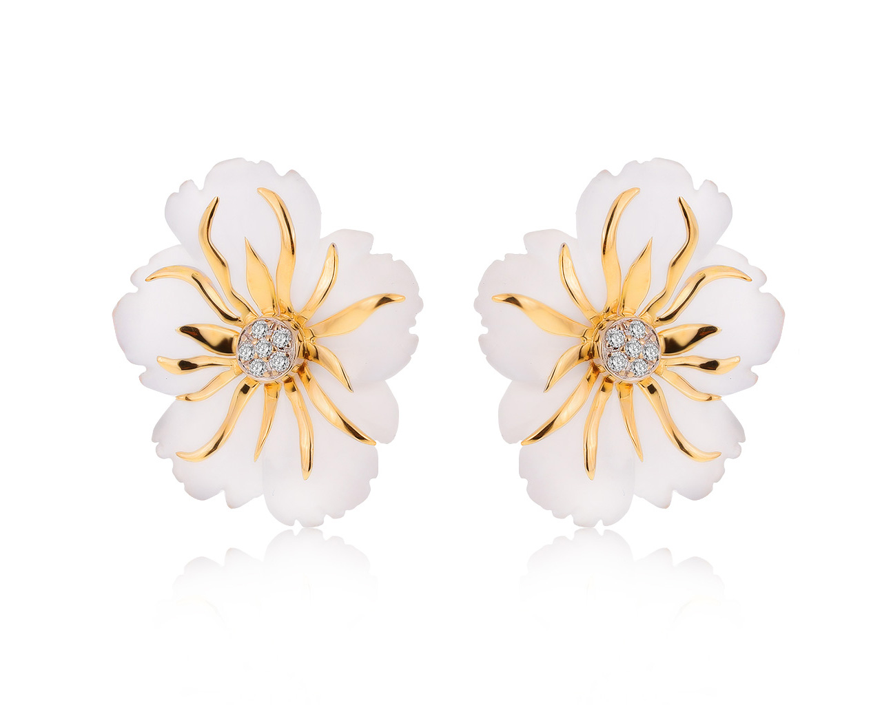 Женственные золотые серьги с бриллиантами 0.10ct 100820/1