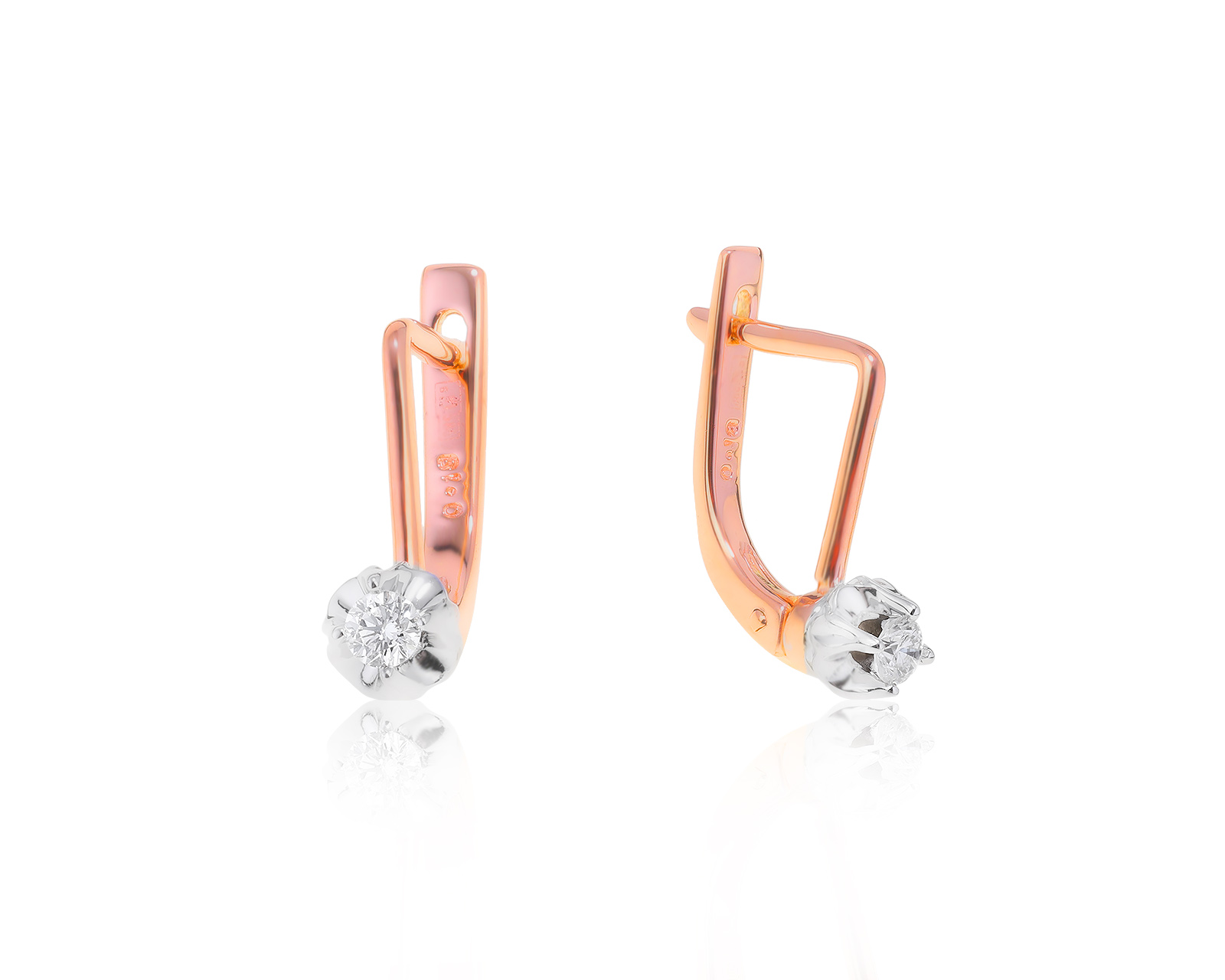 Эстетичные золотые серьги с бриллиантами 0.15ct 120422/7