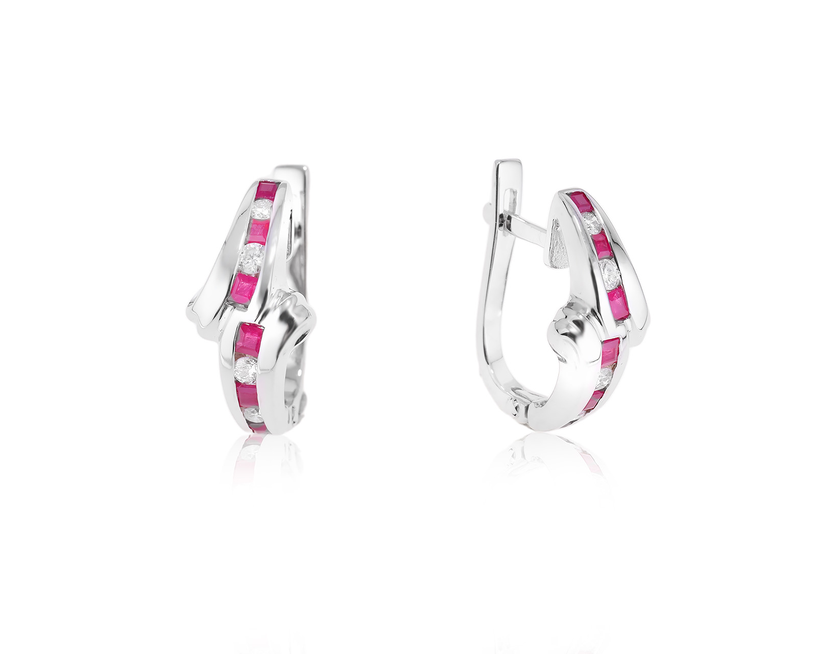 Золотые серьги с рубинами 0.60ct и бриллиантами 0.28ct 201123/5