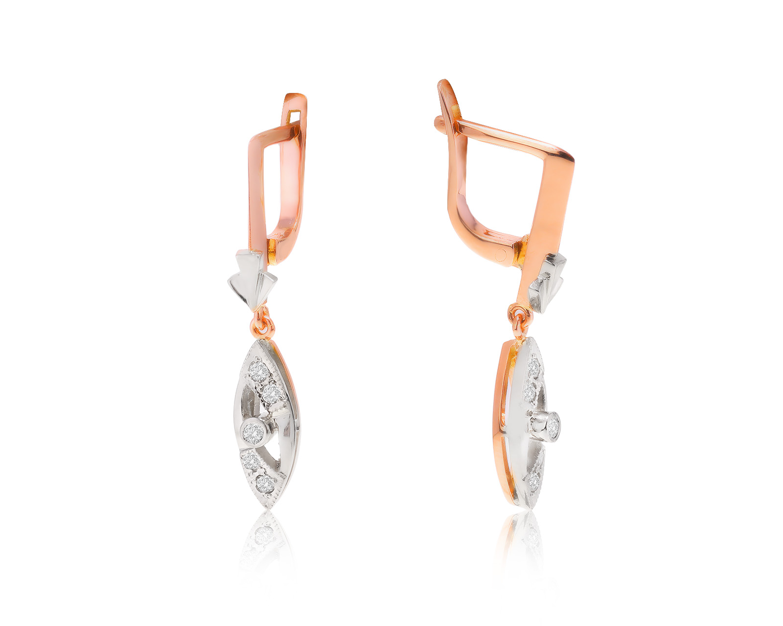 Золотые серьги с бриллиантами 0.18ct 080823/12