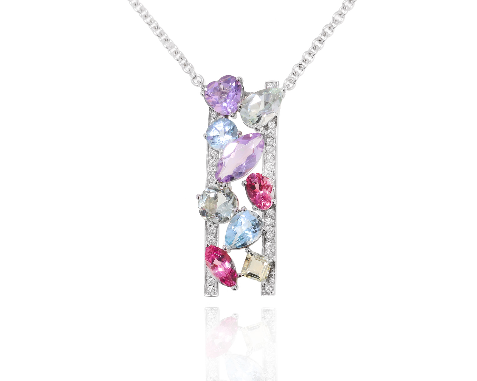Золотое колье с цветными камнями 4.86ct 080724/1 Золотое колье с цветными камнями 4.86ct 080724/1