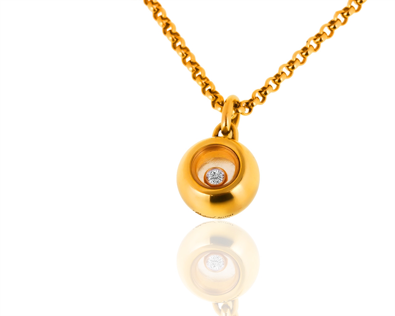 Золотая подвеска с бриллиантом 0.03ct Chopard Happy Diamonds