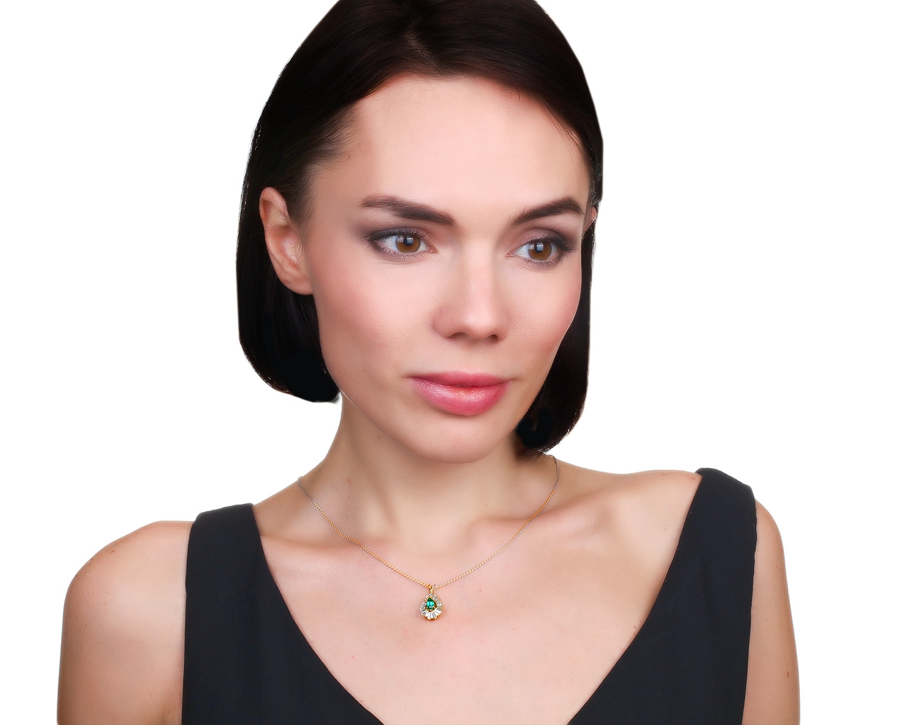 Богатый золотой кулон с изумрудом 0.40ct