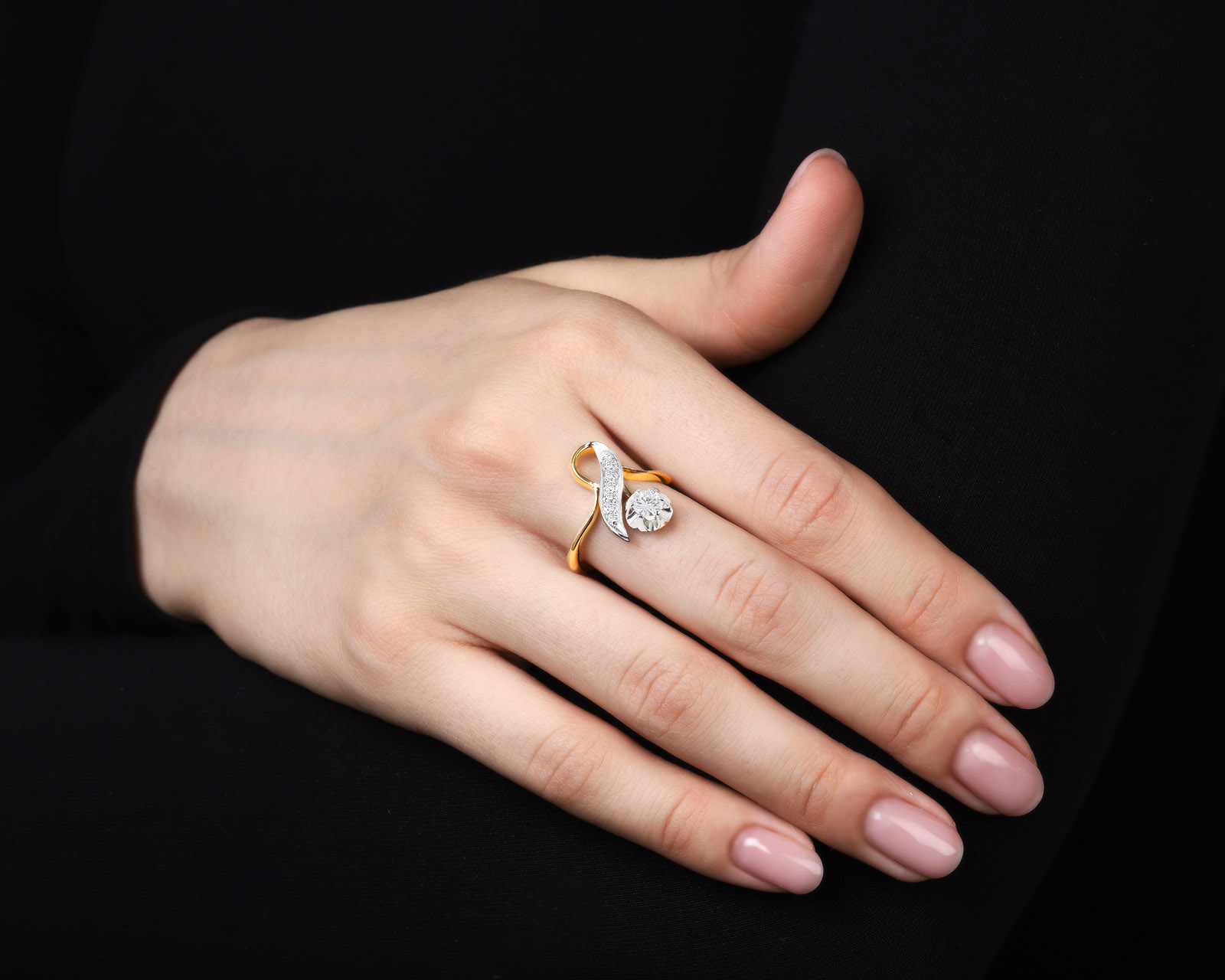 Винтажное золотое кольцо с бриллиантами 0.44ct СССР