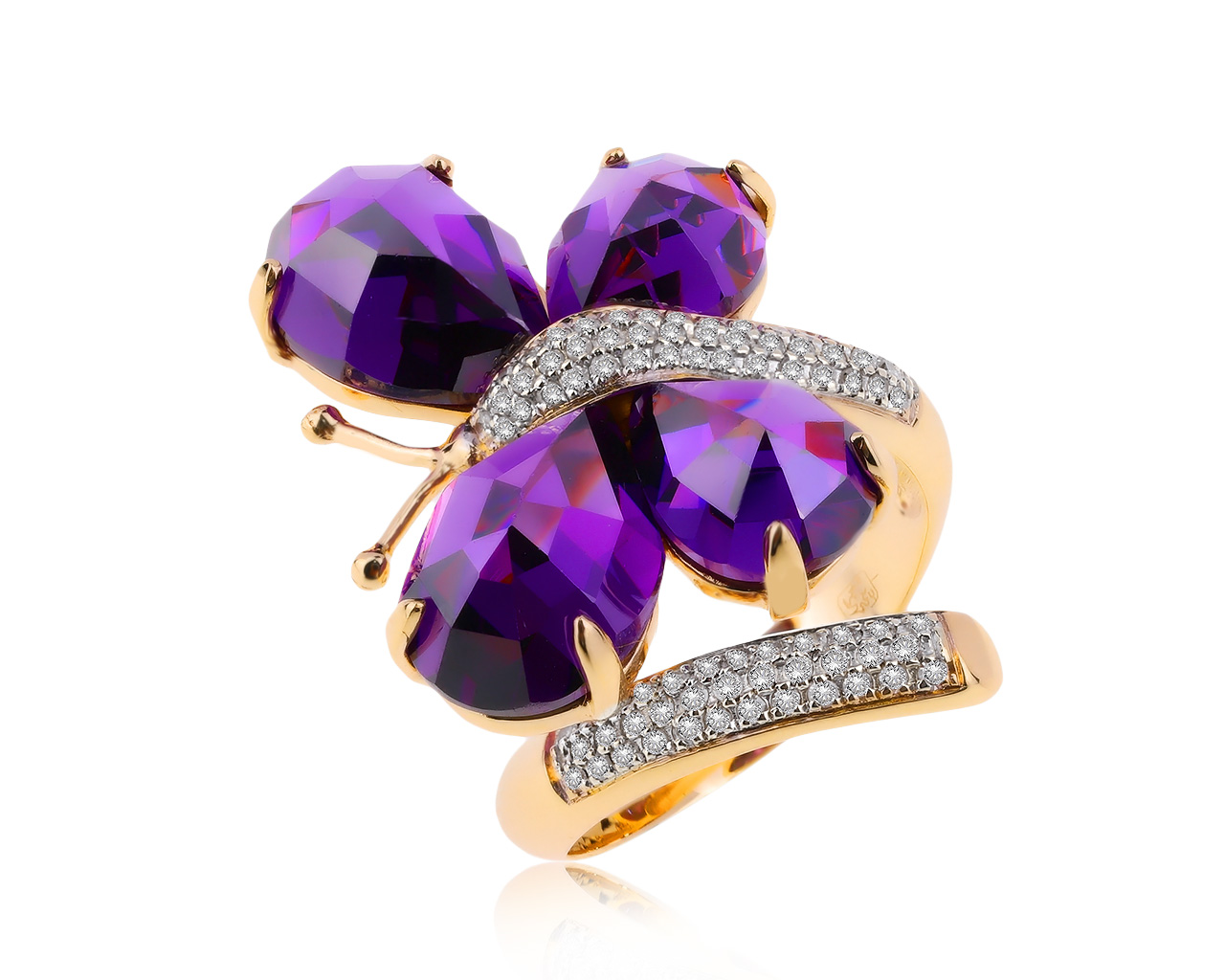 Королевское золотое кольцо с аметистами 12.50ct 150920/8