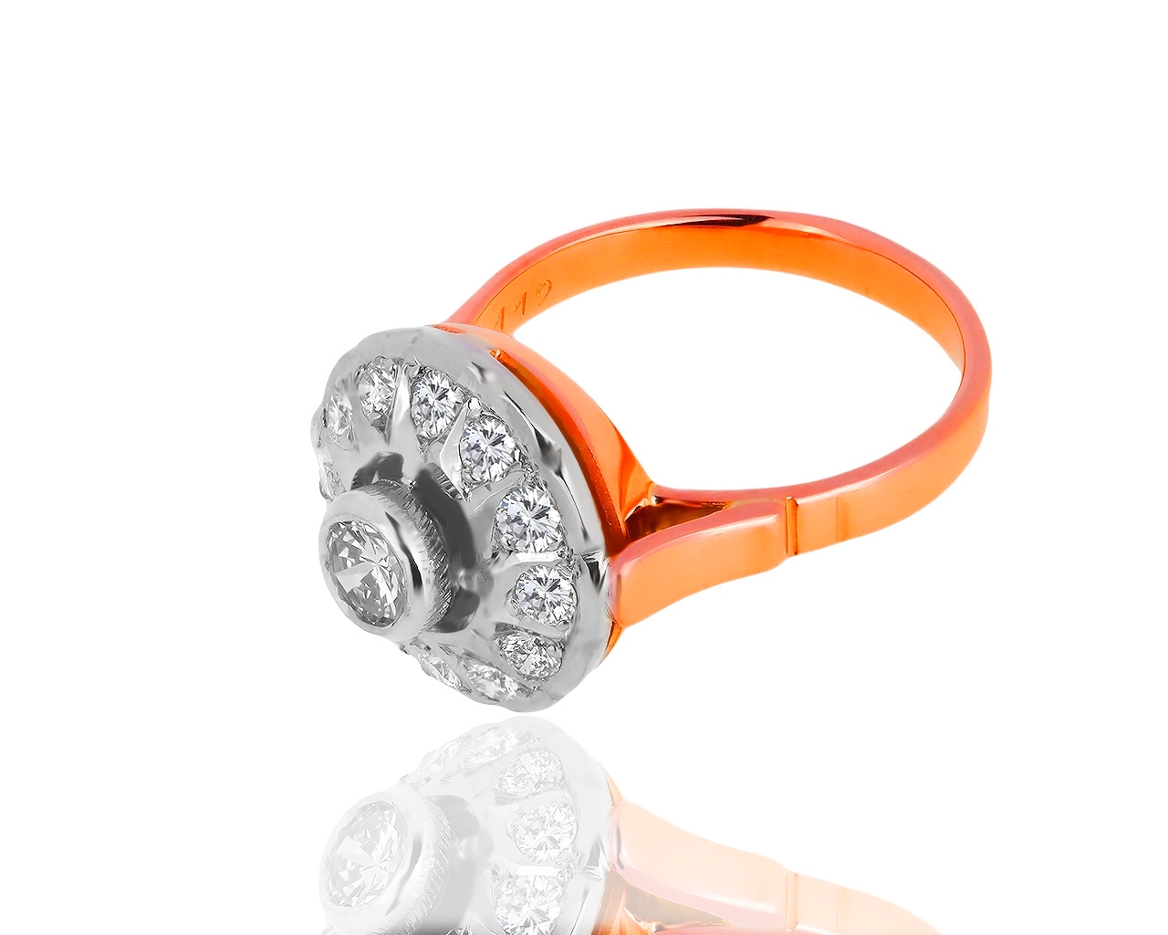 Винтажное золотое кольцо с бриллиантами 0.72ct
