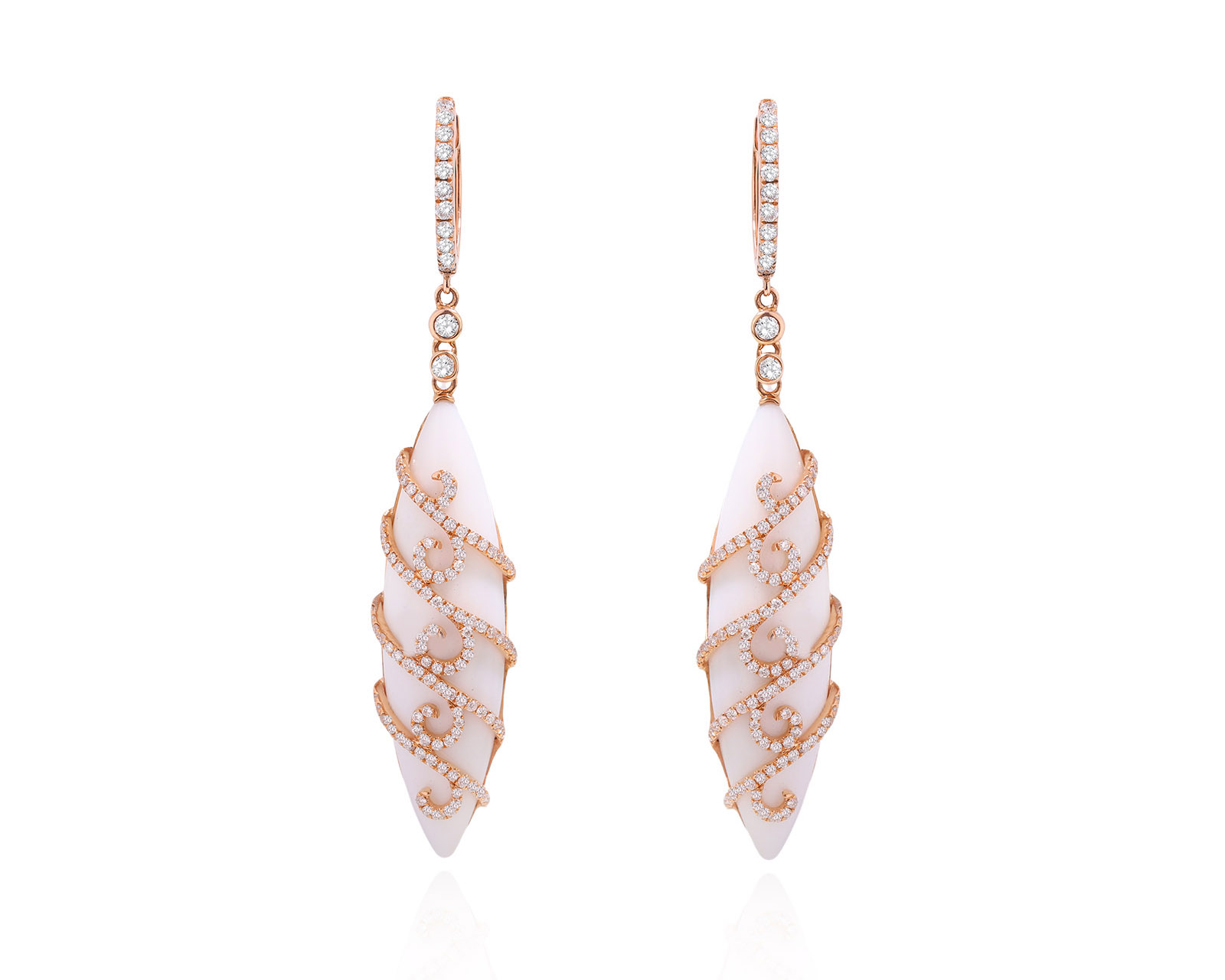 Оригинальные золотые серьги с белым ониксом 23.20ct Kayaly 010325/5 Оригинальные золотые серьги с белым ониксом 23.20ct Kayaly 010325/5