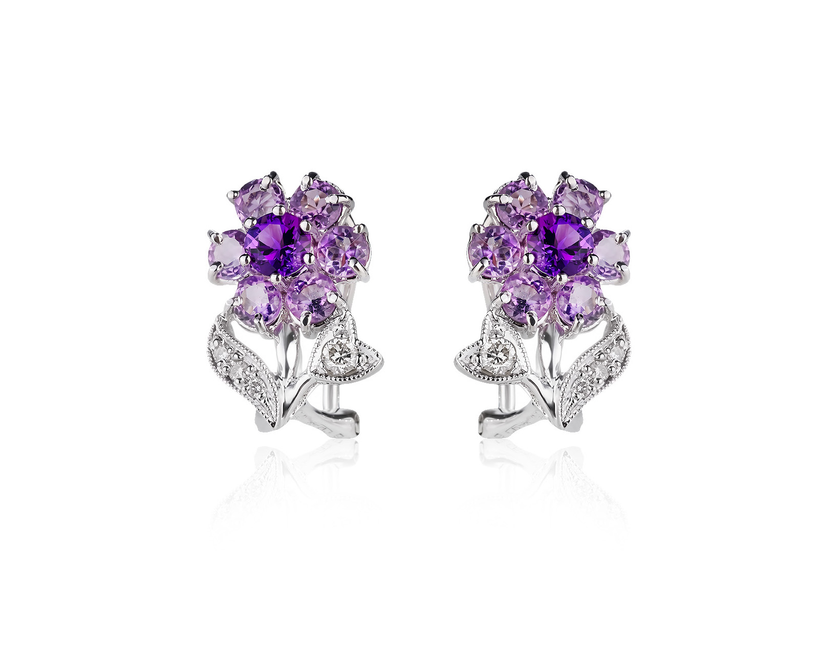 Золотые серьги с аметистами 1.70ct и бриллиантами 0.14ct 060726/4