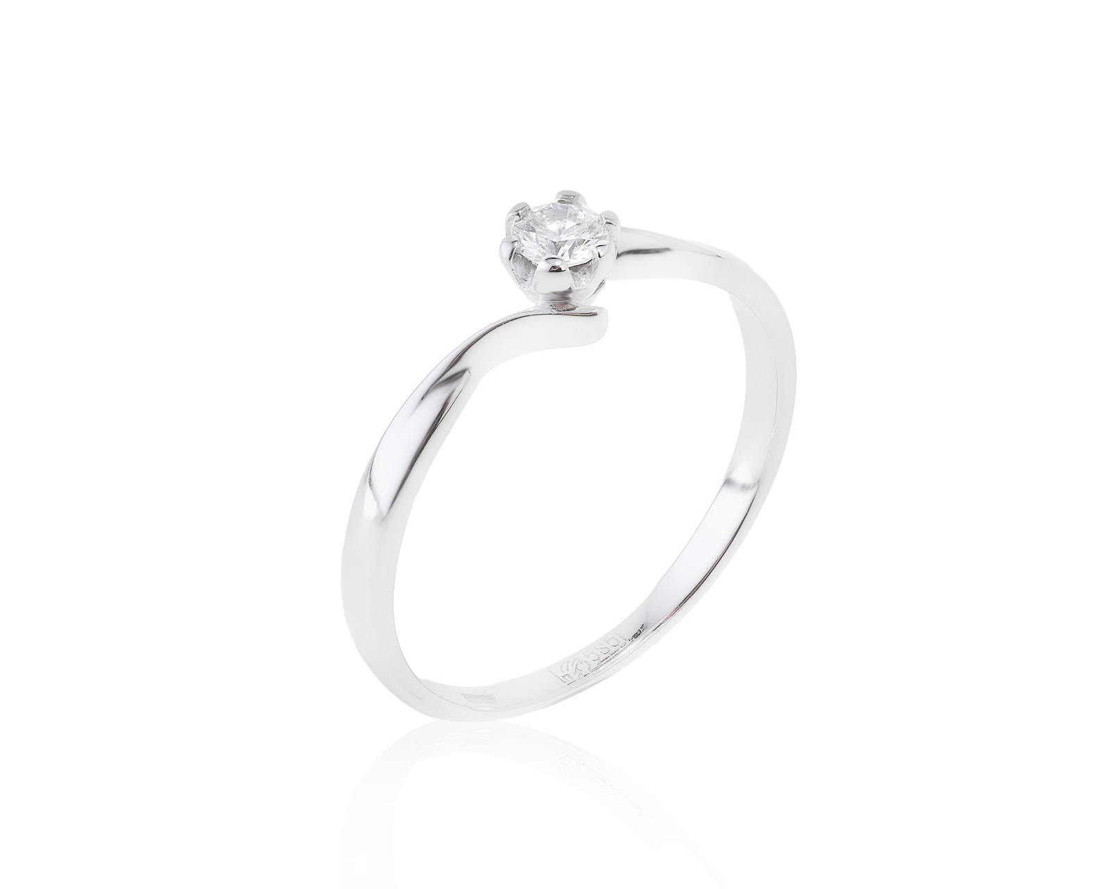 Изящное золотое кольцо с бриллиантом 0.12ct 300918/4
