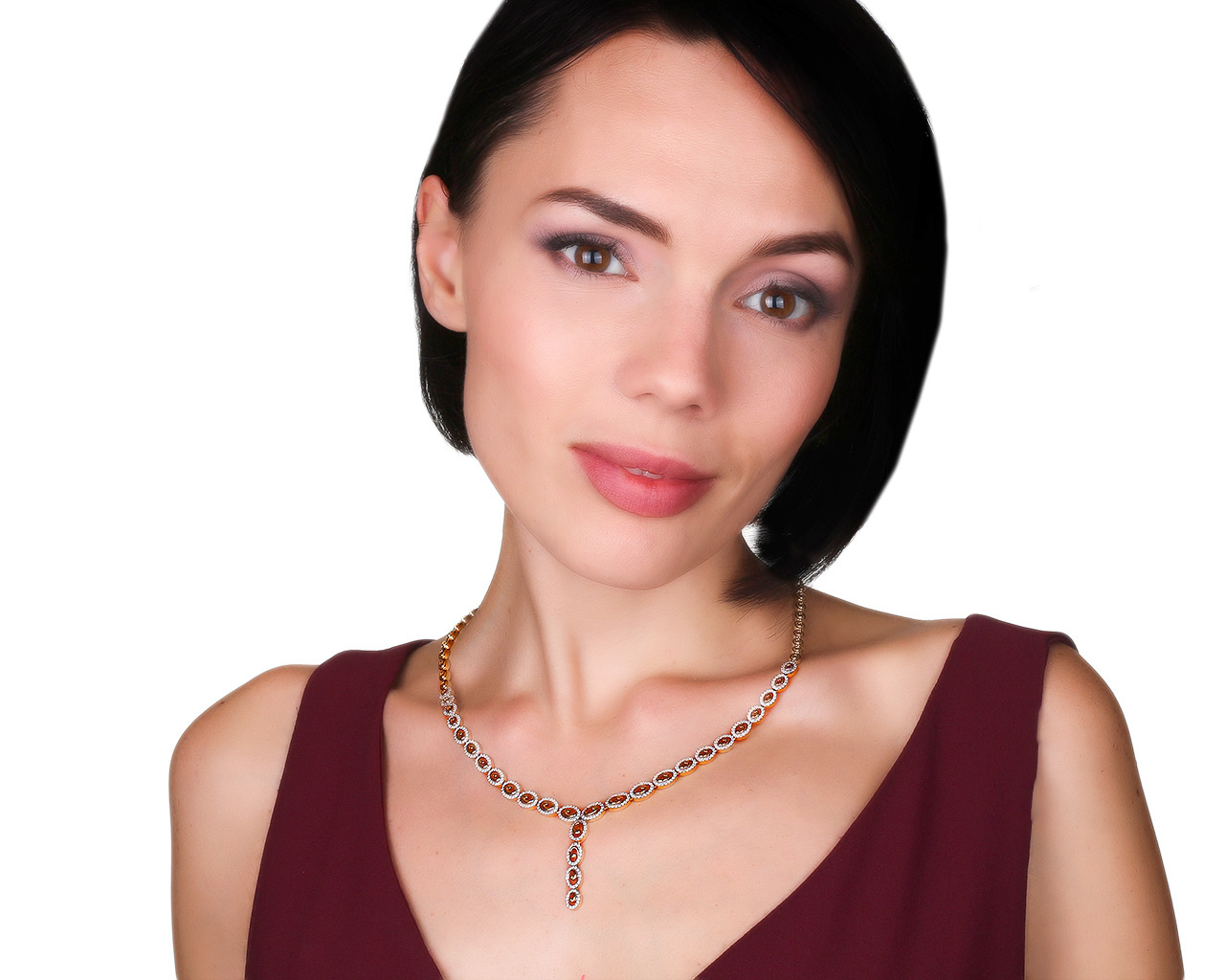 Стильное золотое колье с бриллиантами 3.03ct