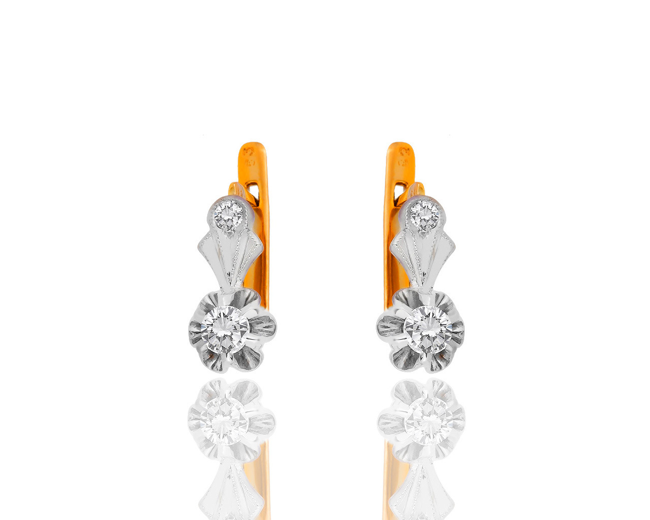 Классические золотые серьги с бриллиантами 0.38ct 180519/16