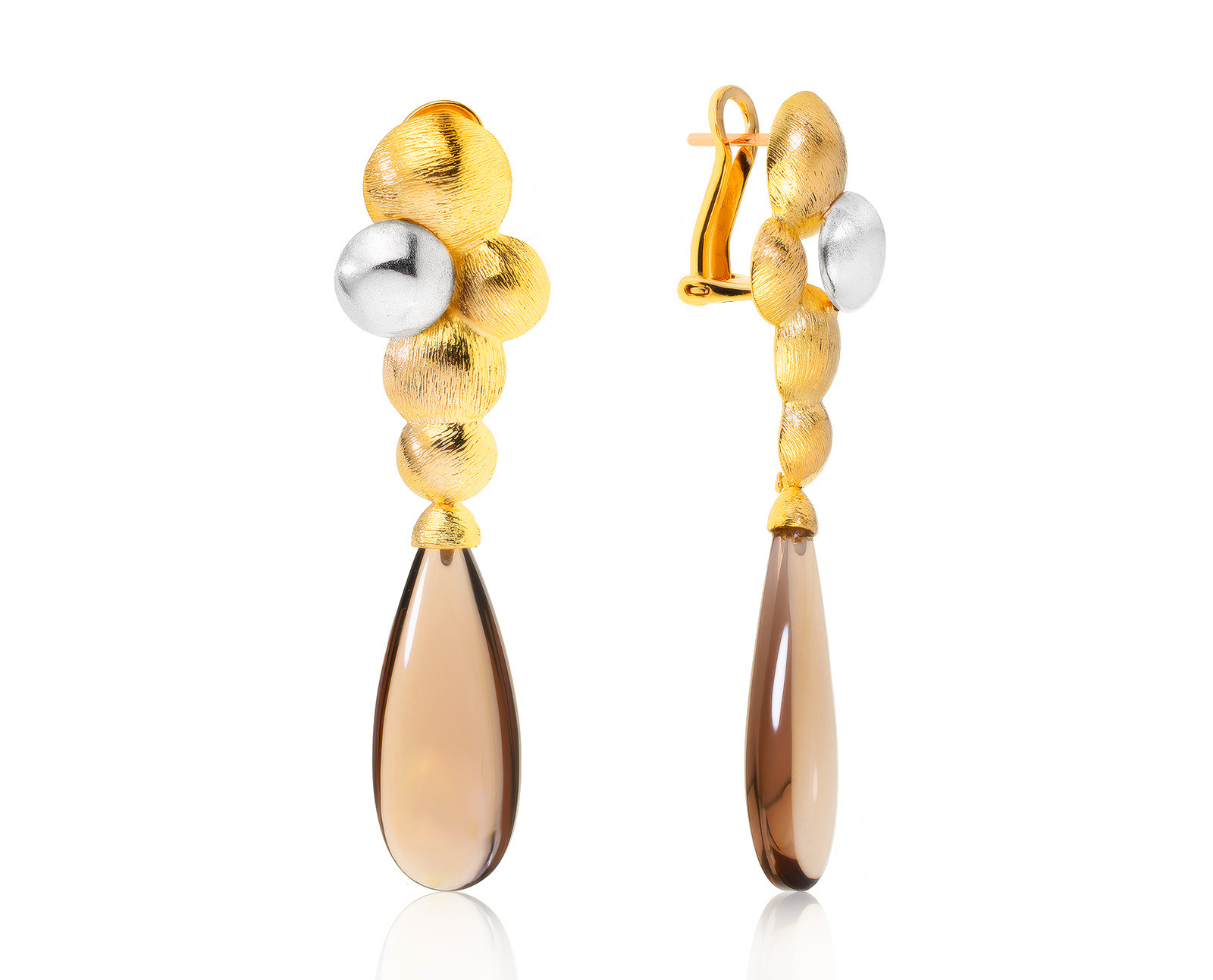 Восхитительные золотые серьги с раухтопазами 20.54ct 090921/10