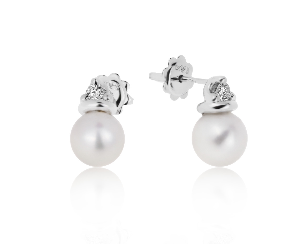 Оригинальные золотые серьги с жемчугом 8.40 мм Damiani