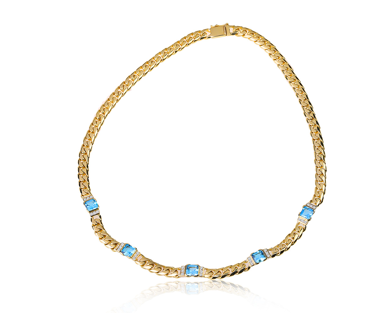 Оригинальное золотое колье с аквамаринами 7.40ct Pasis Jewelery