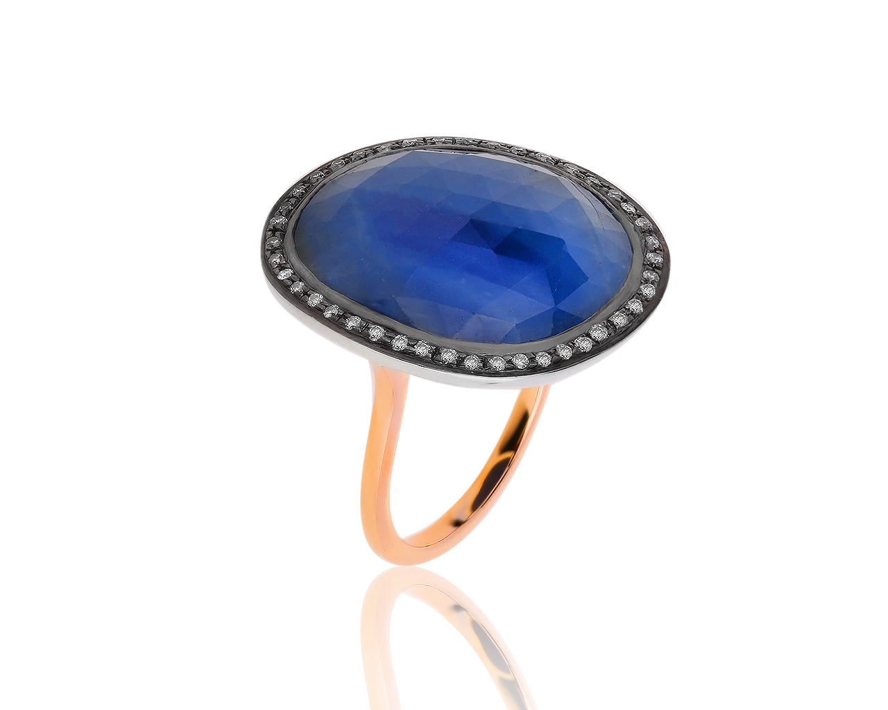 Великолепное золотое кольцо с синим сапфиром 10.92ct