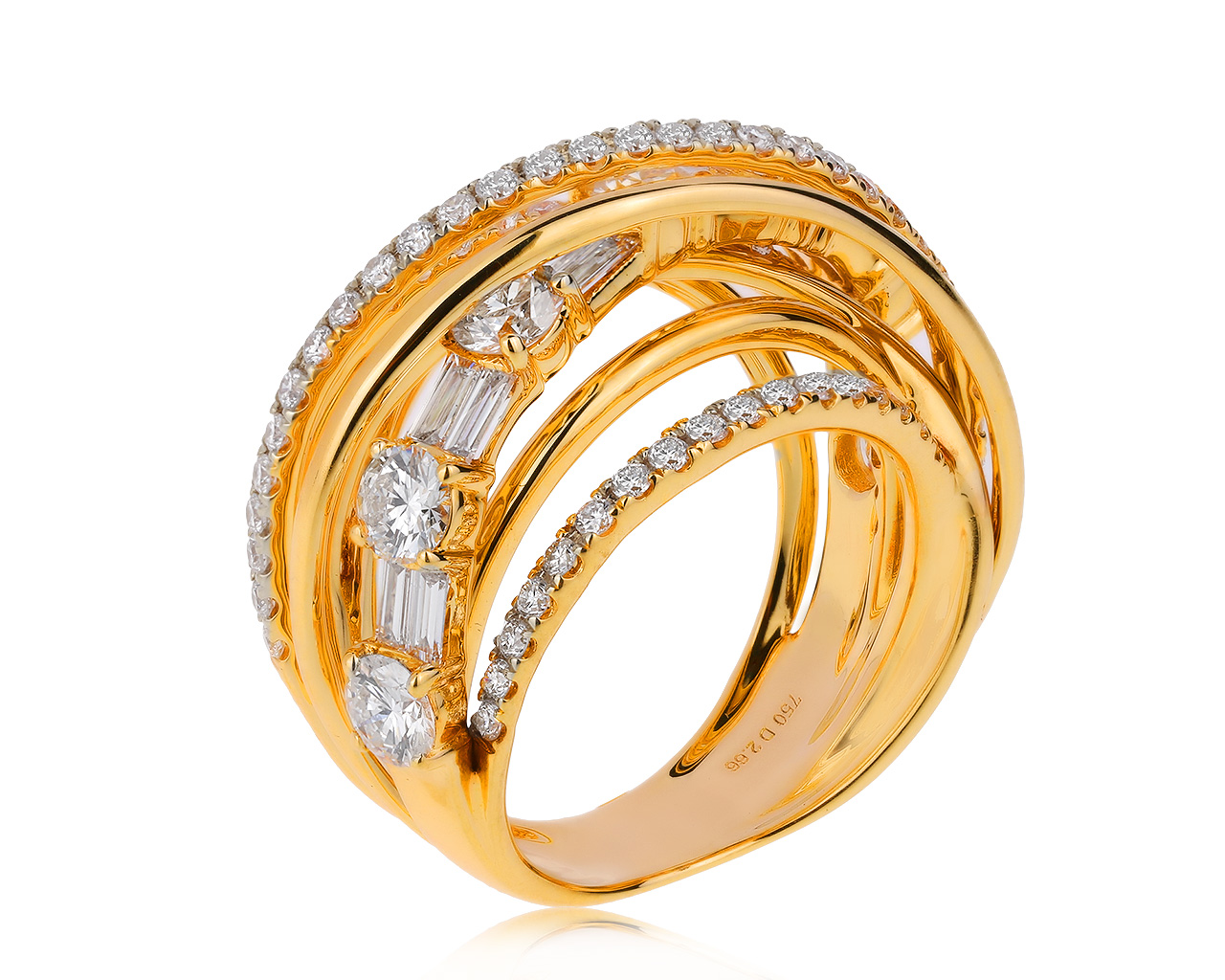 Оригинальное золотое кольцо с бриллиантами 2.66ct LTJ