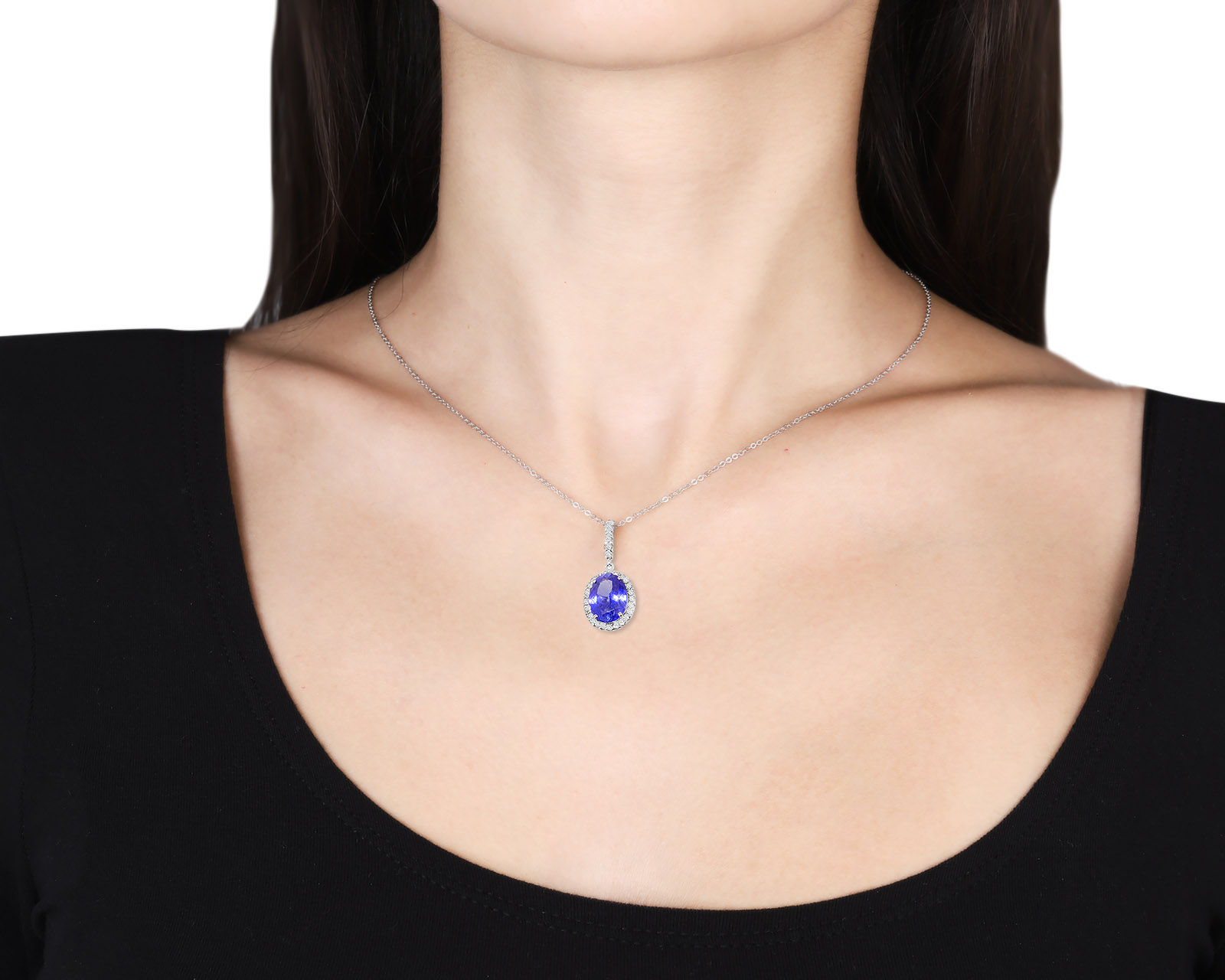 Превосходный золотой кулон с танзанитом 3.24ct