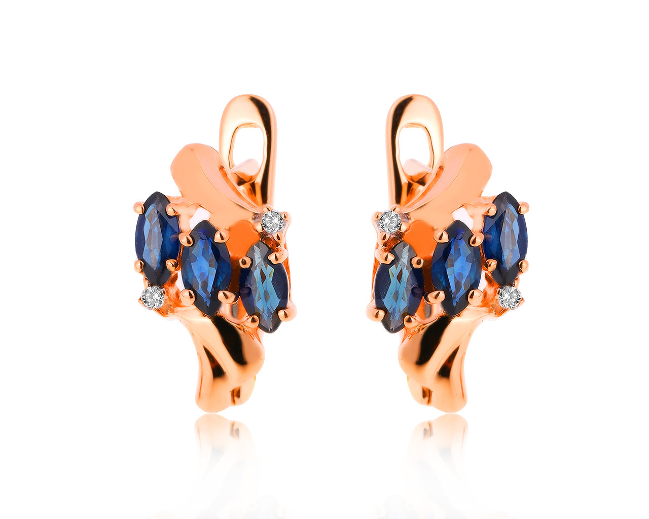 Великолепные золотые серьги с сапфирами 0.90ct 021020/9