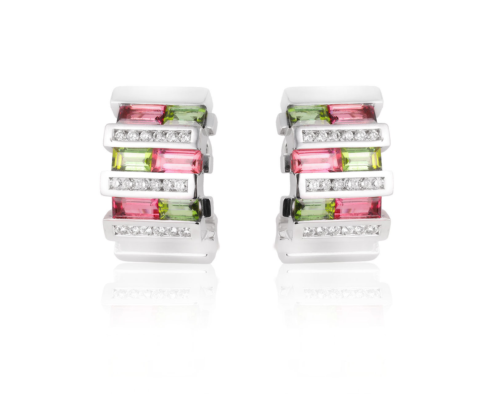 Золотые серьги с турмалинами 3.00ct и бриллиантами 0.52ct 221025/15