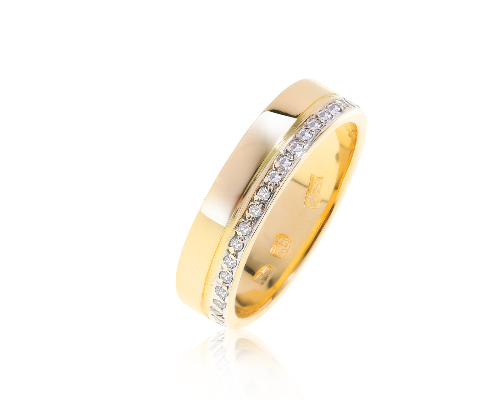 Стильное золотое кольцо с бриллиантами 0.21ct