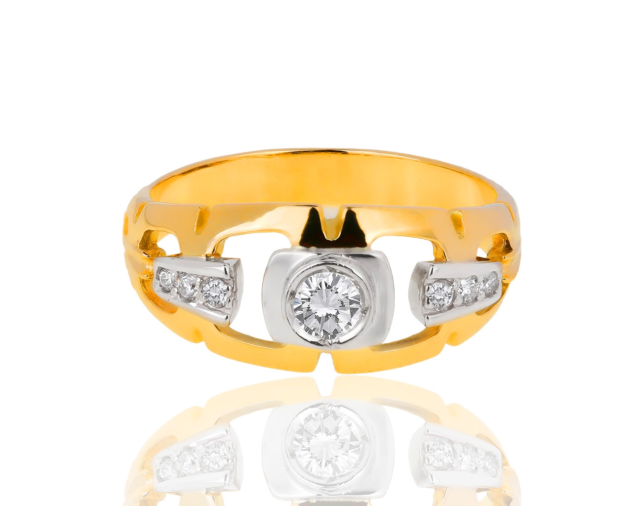 Интересное золотое кольцо с бриллиантами 0.40ct 151218/11
